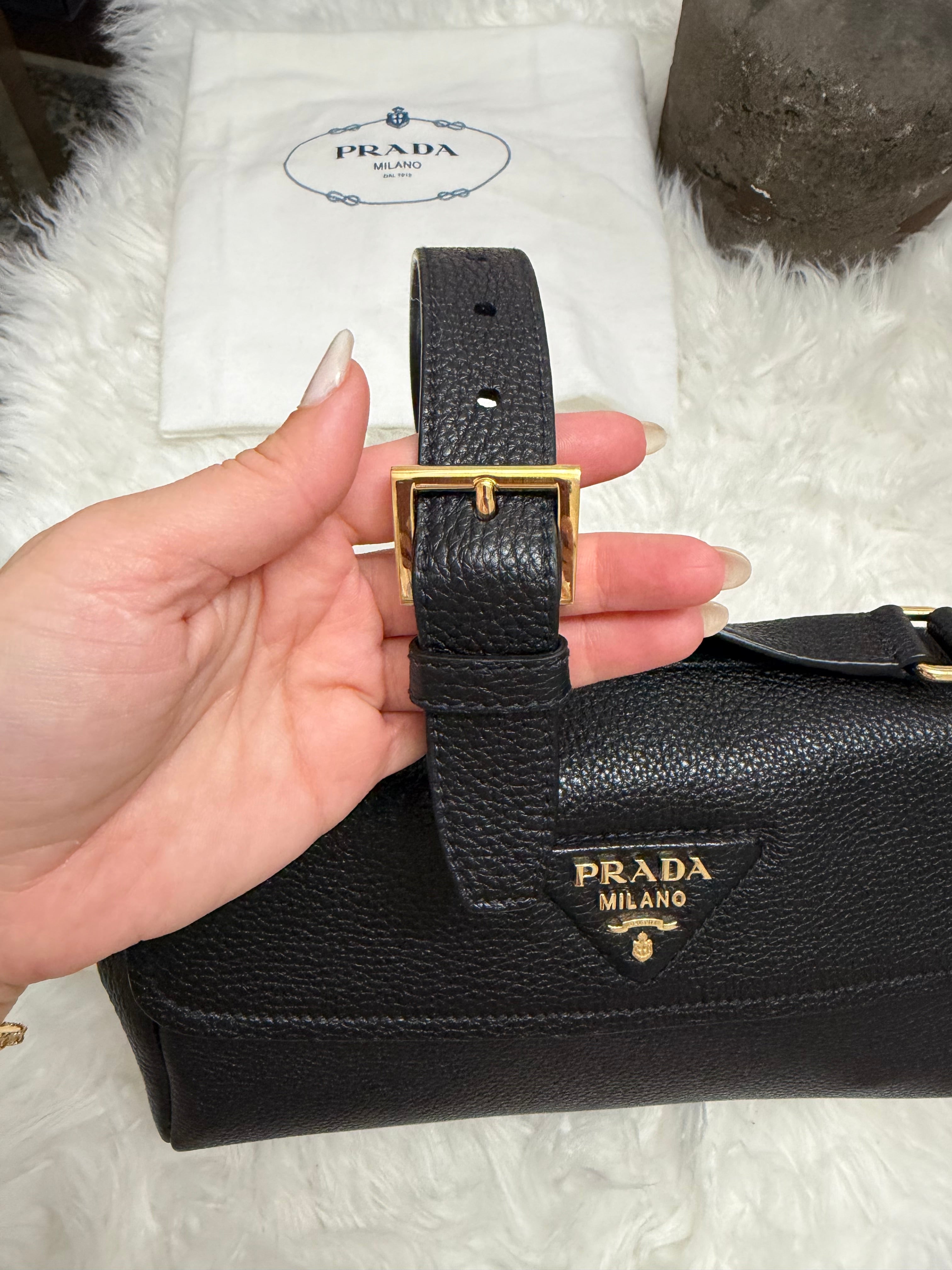 PRADA LEATHER SHOULDER BAG