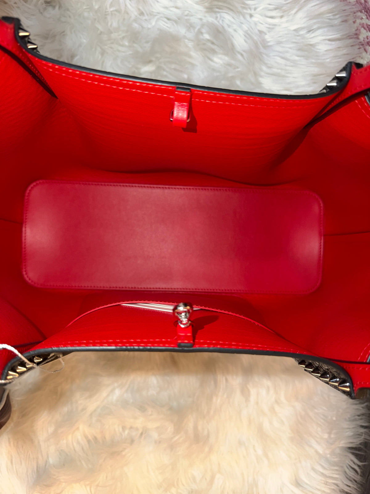 CHRISTIAN LOUBOUTIN CABATA CROC EMBOSSED LEATHER TOTE BAG