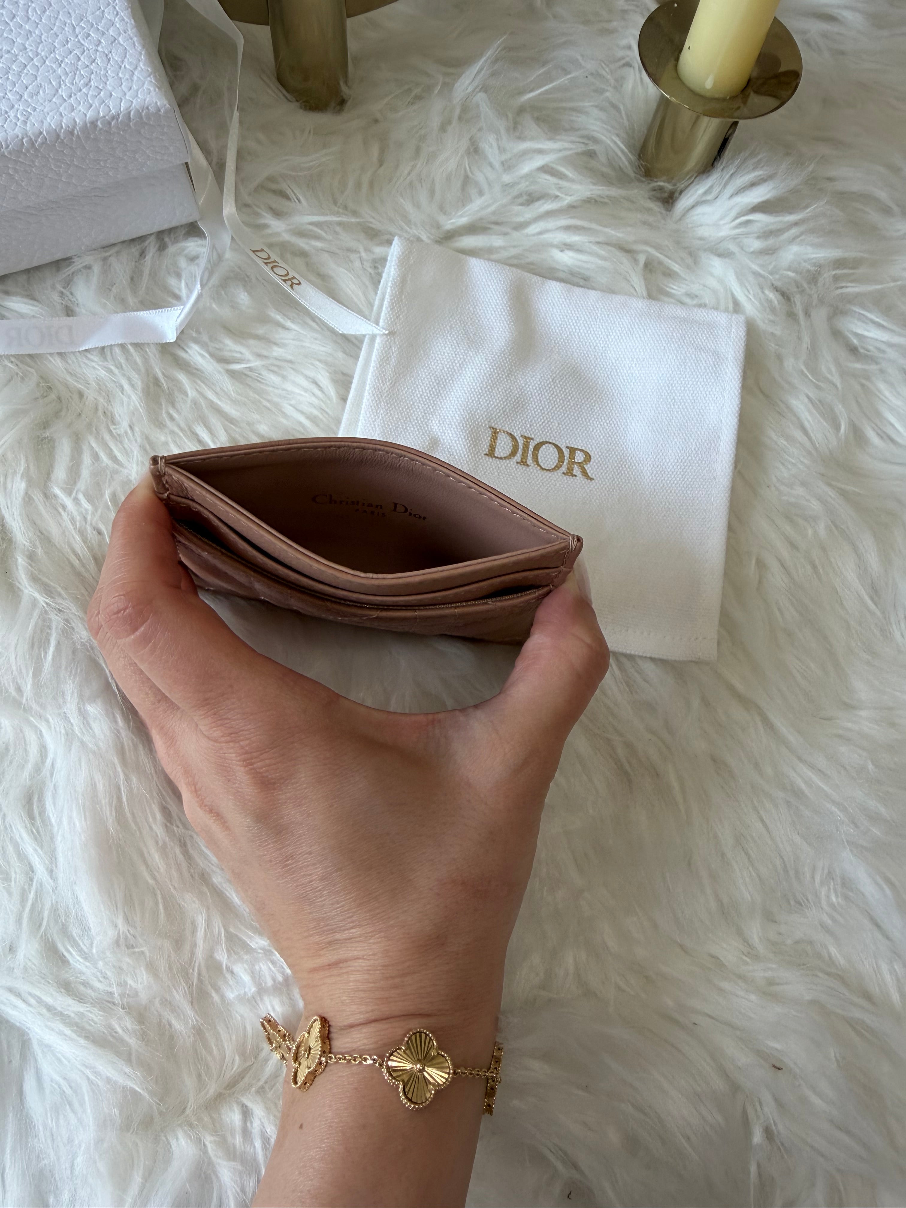 CHRISTIAN DIOR CARO FREESIA CARD HOLDER CANNAGE CALFSKIN