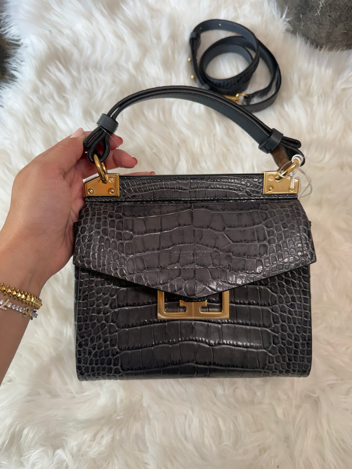 Authentic New GIVENCHY EDEN MINI CROC Embossed BAG
