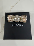 CHANEL BOW PEARL AND CHRYSTAL BROOCH