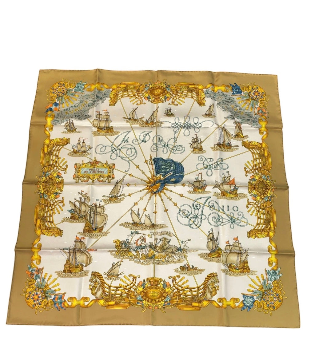 HERMES SAILBOAT OF LIGHT SILK SCARF