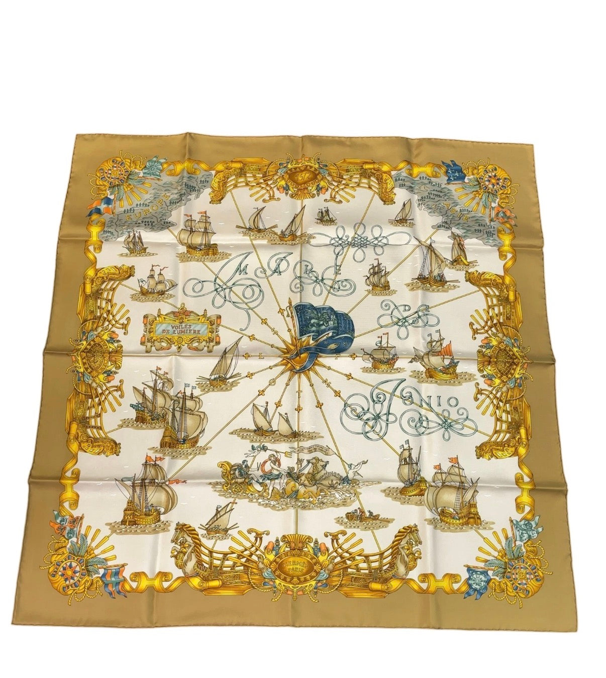 HERMES SAILBOAT OF LIGHT SILK SCARF