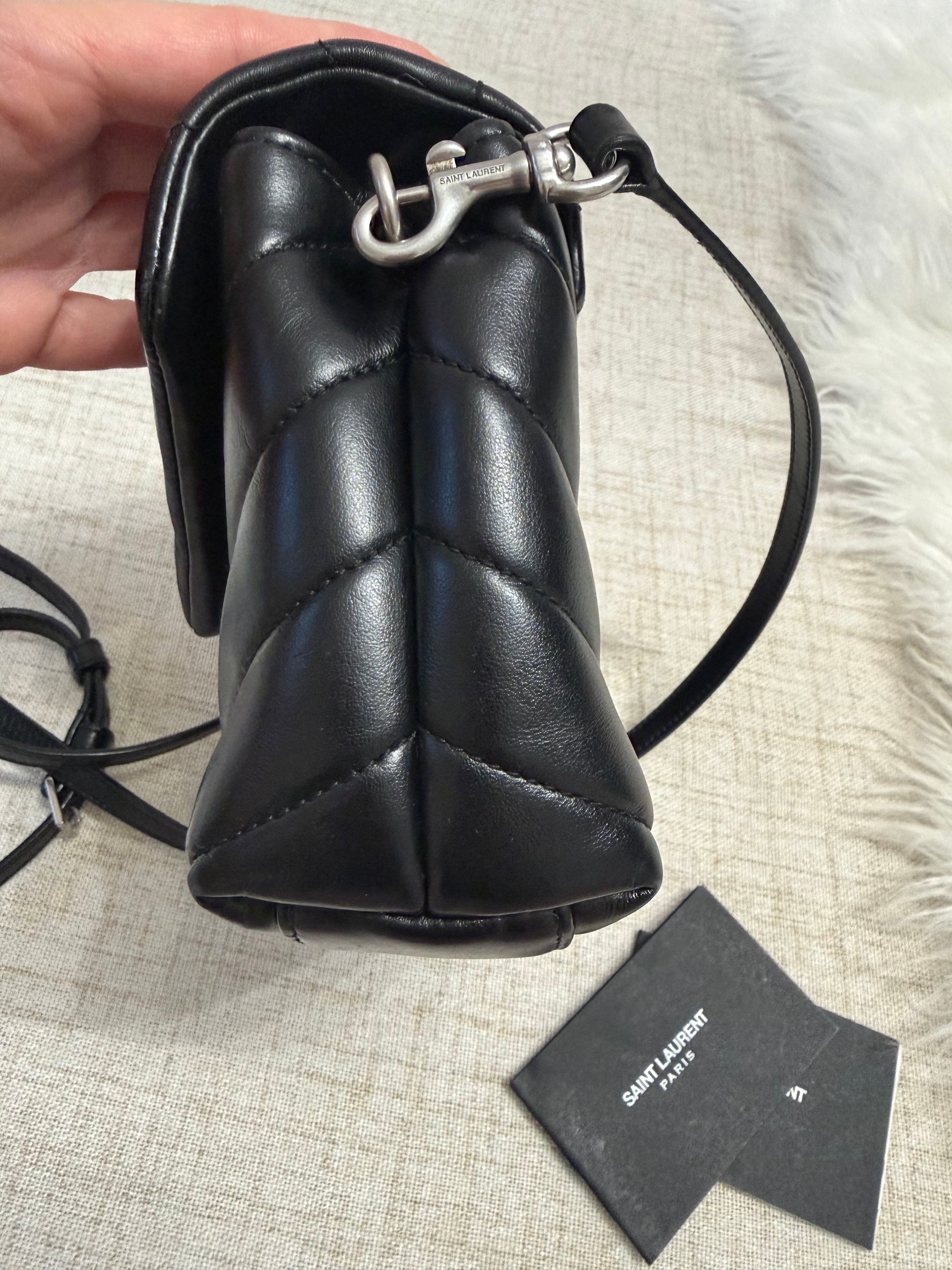 SAINT LAURENT Toy Loulou Calfskin Y Quilted Monogram Crossbody Bag