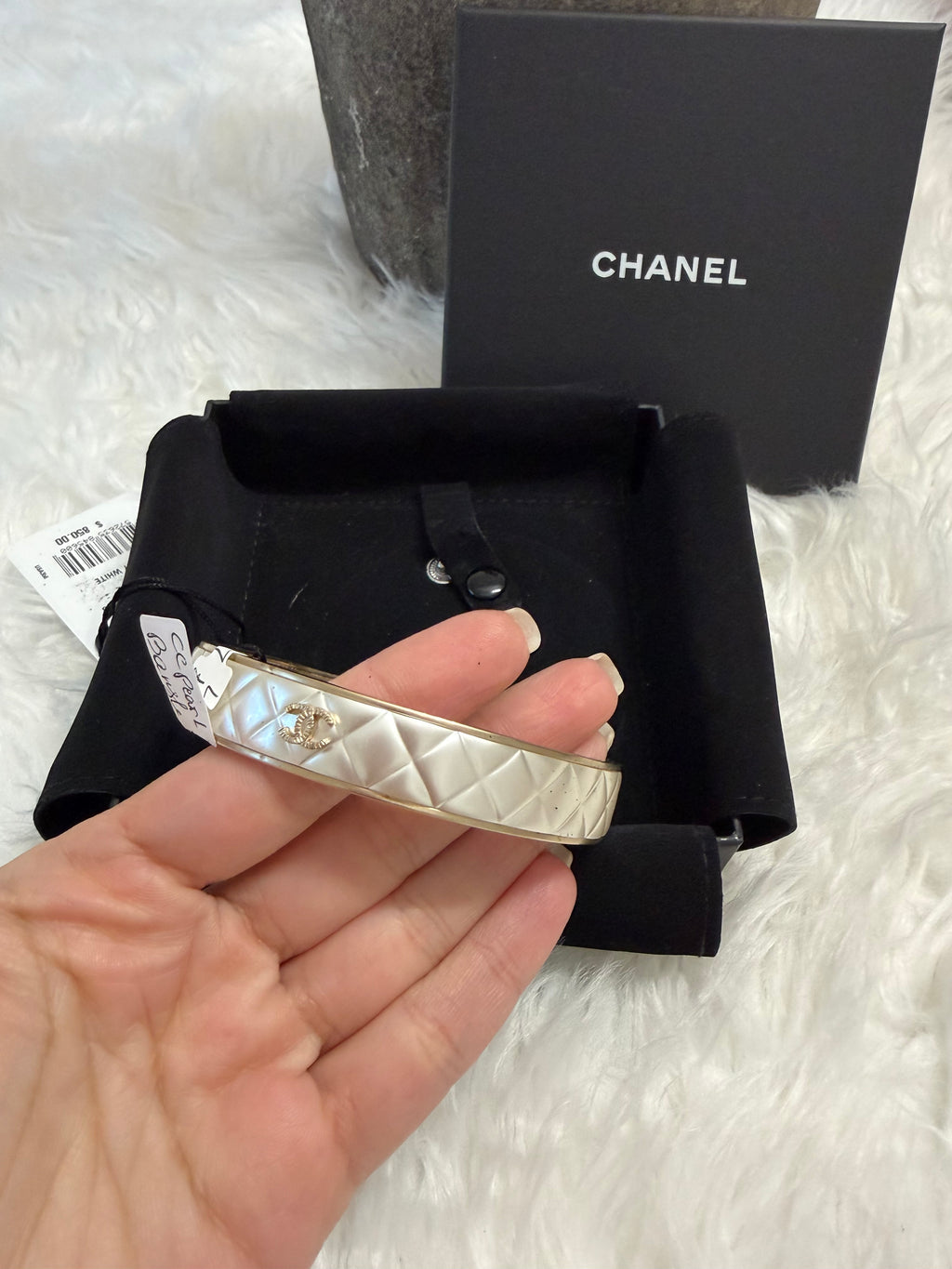 CHANEL CC COMPOSITE GOLD TONE BANGLE