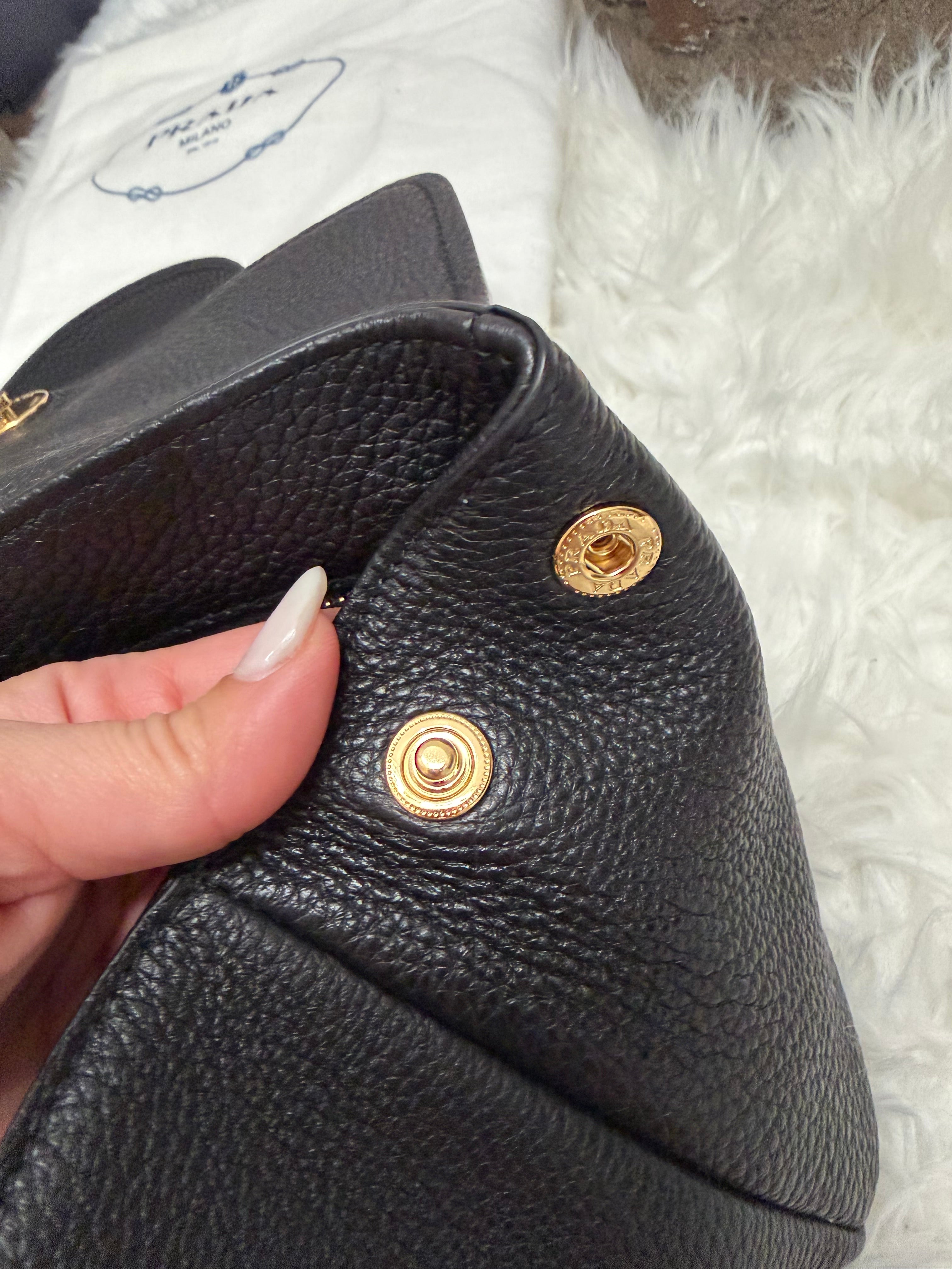 PRADA LEATHER SHOULDER BAG