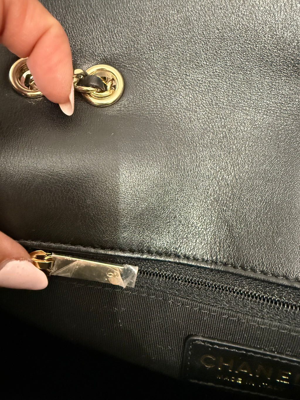 CHANEL Calfskin MEDIUM ALL STITCHED CC FLAP BAG