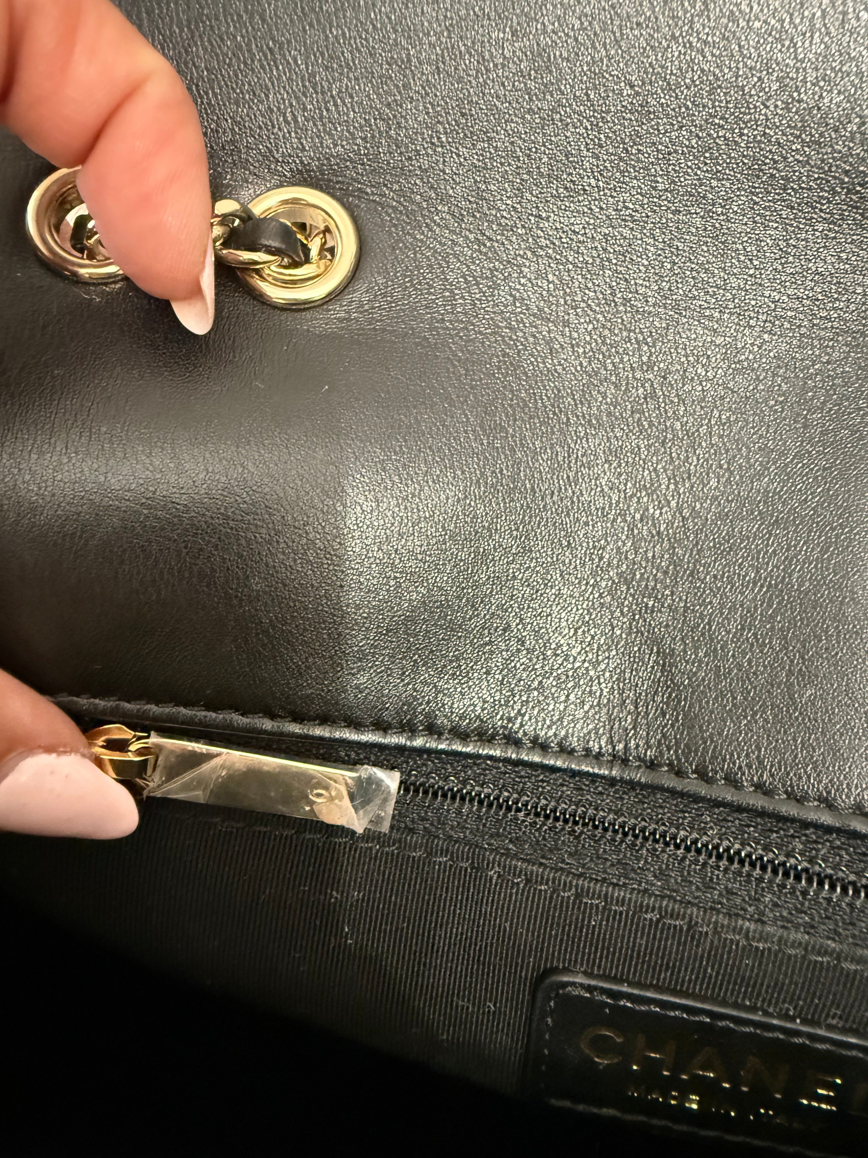 CHANEL Calfskin MEDIUM ALL STITCHED CC FLAP BAG