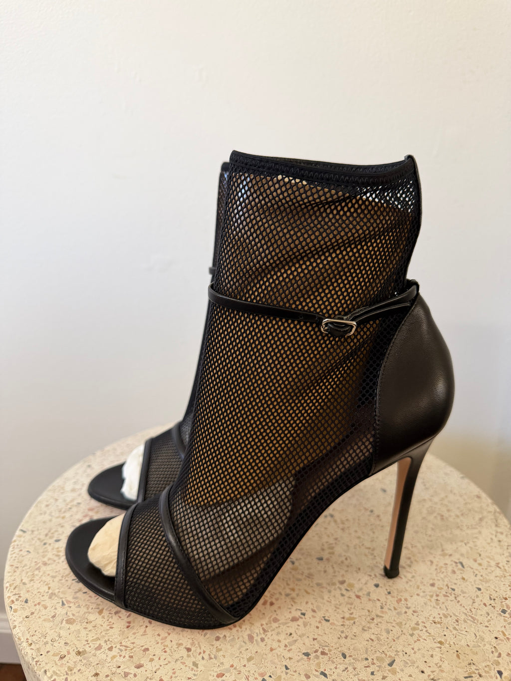Gianvitto Rossi Mesh Leather Ankle Boots