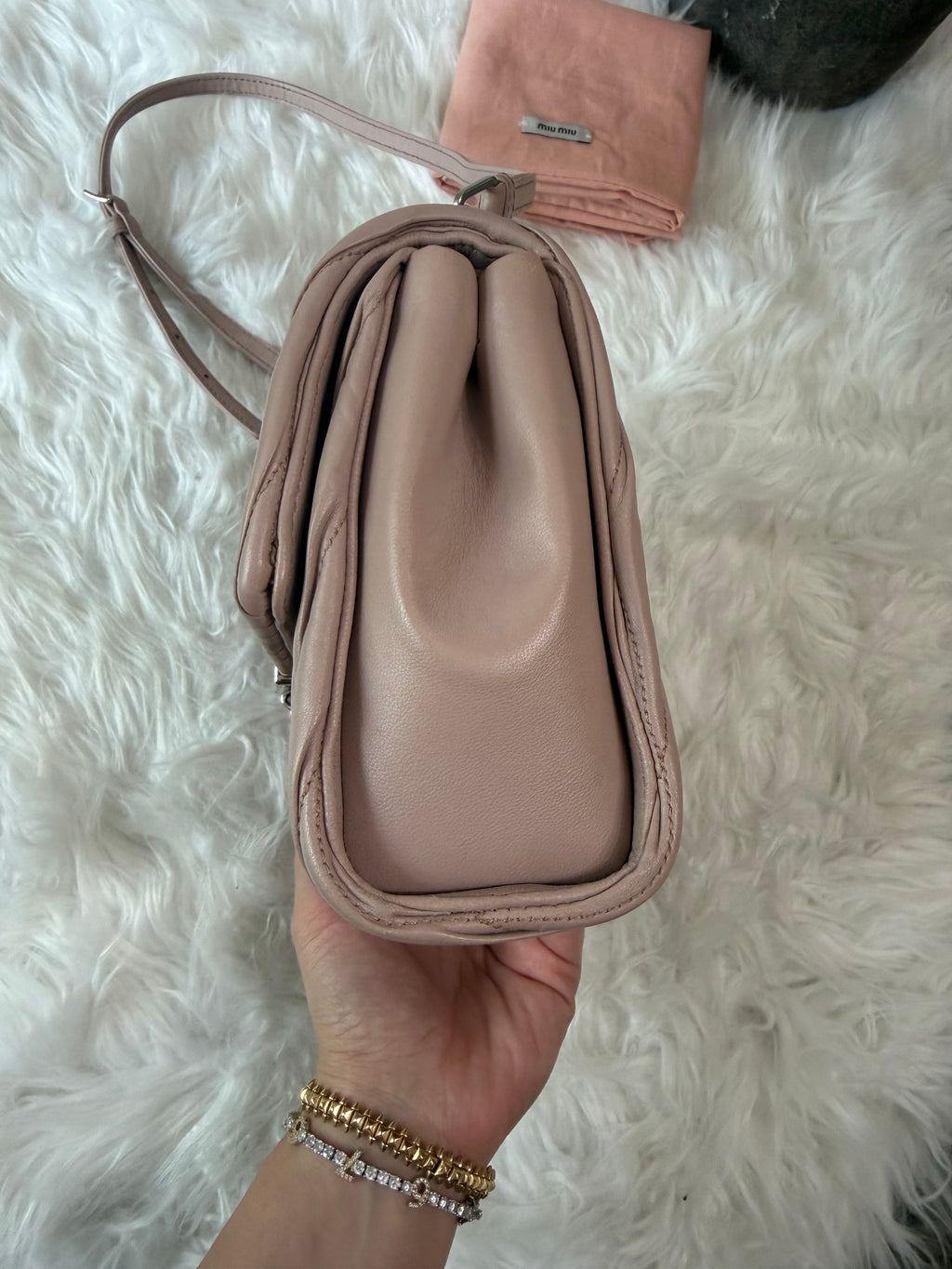 MIU MIU MATELASSE NAPPA LEATHER DOUBLE STRAP BAG