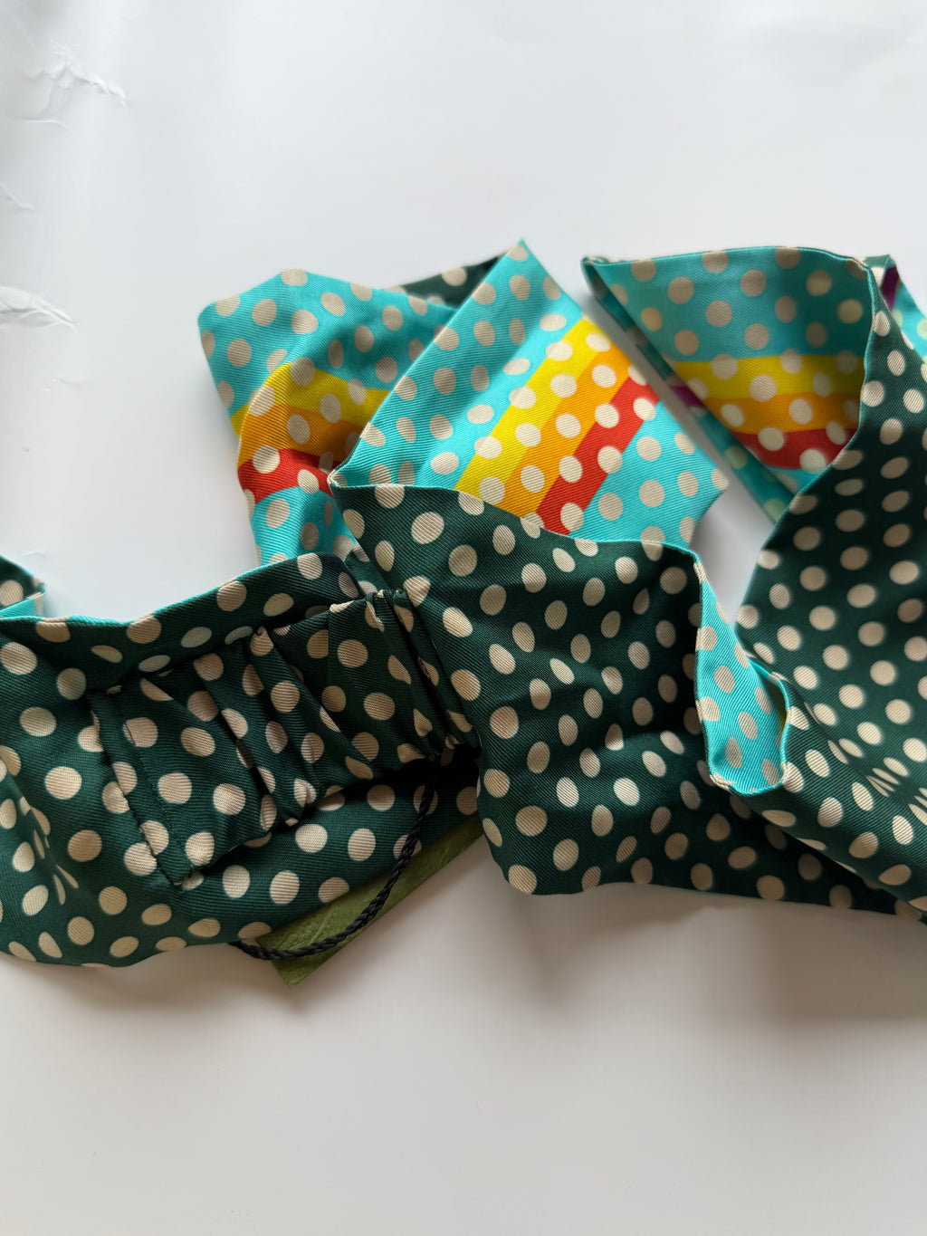 GUCCI GREEN POLKA DOT SILK HEADBAND
