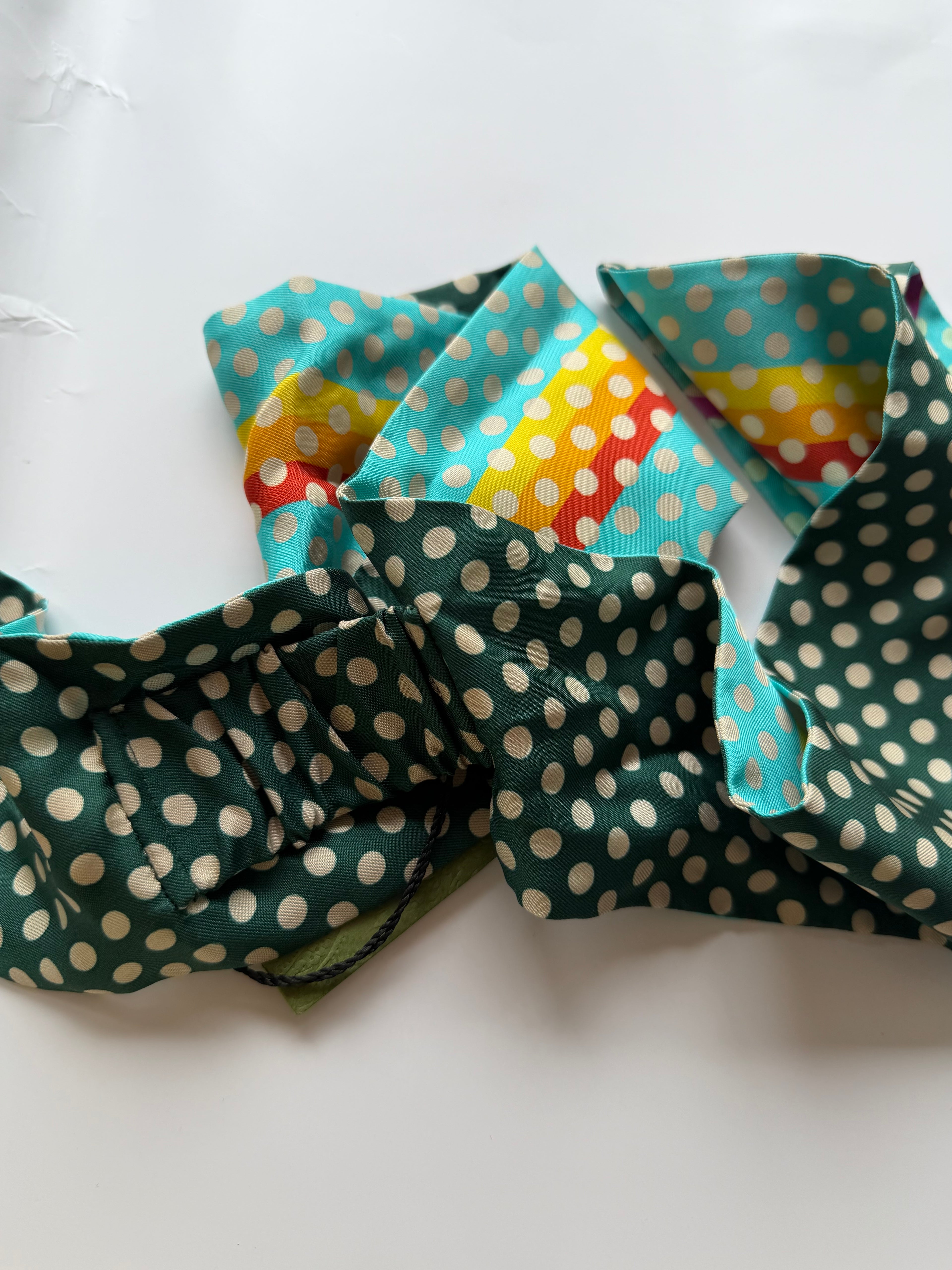 GUCCI GREEN POLKA DOT SILK HEADBAND