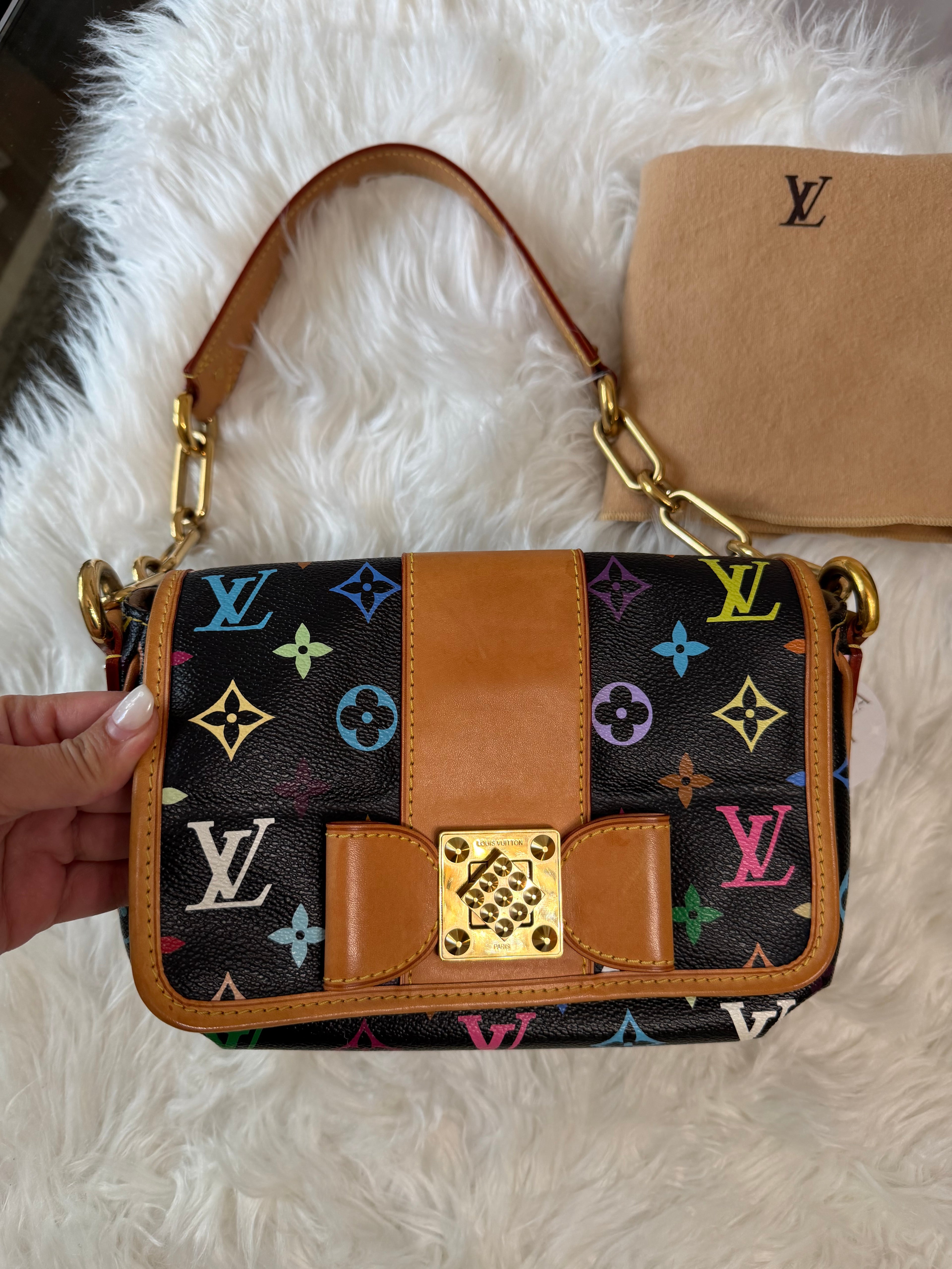 LOUIS VUITTON BLACK MONOGRAM MULTICOLOR PATTI BAG