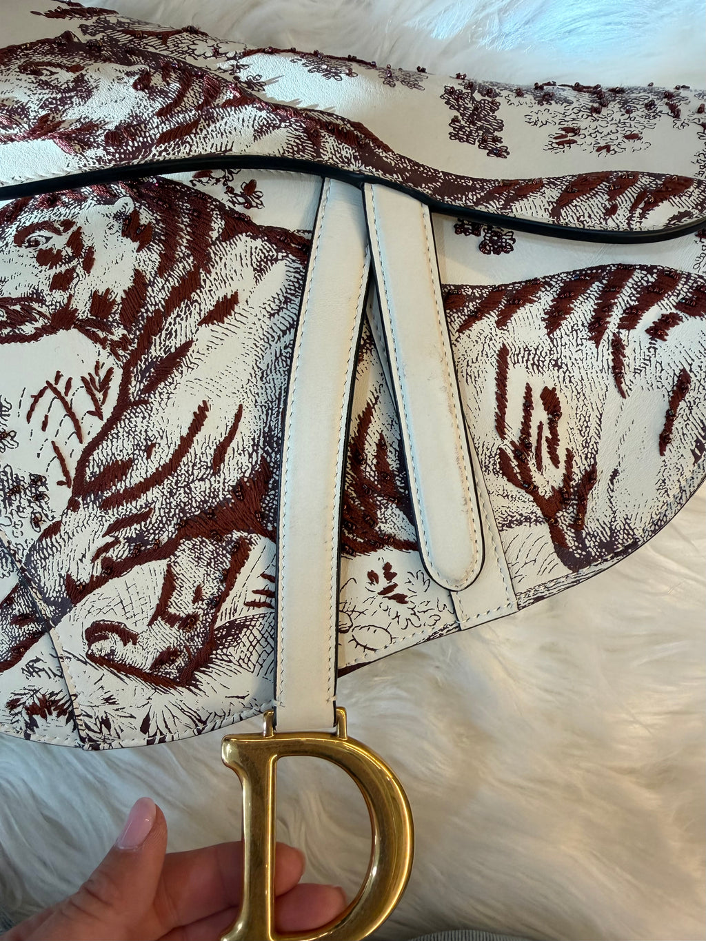 DIOR MEDIUM SADDLE TOILE DE JOUR TIGER EMBROIDERED CALFSKIN