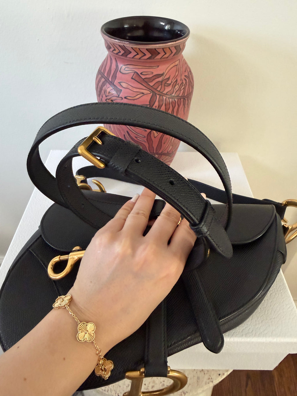 CHRISTIAN DIOR SADDLE GRAINED CALFSKIN BAG