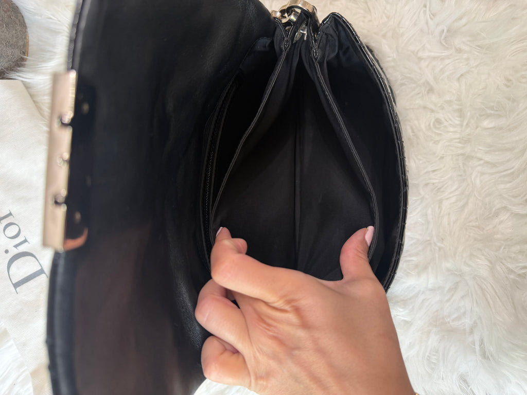 CHRISTIAN DIOR LOCK MEDIUM PATENT LEATHER SHOULDER BAG