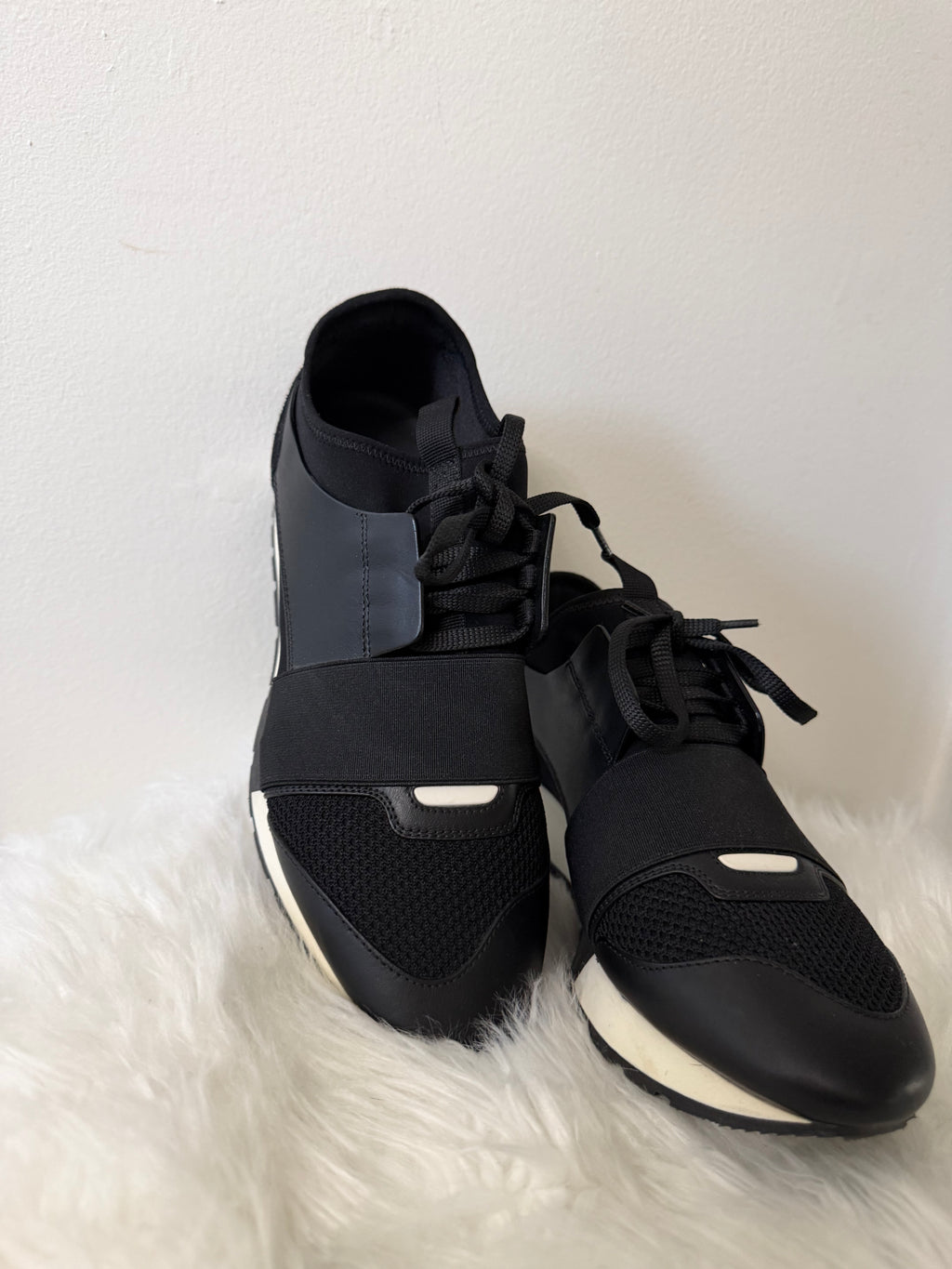 Balenciaga Race Runner mesh and leather sneakers