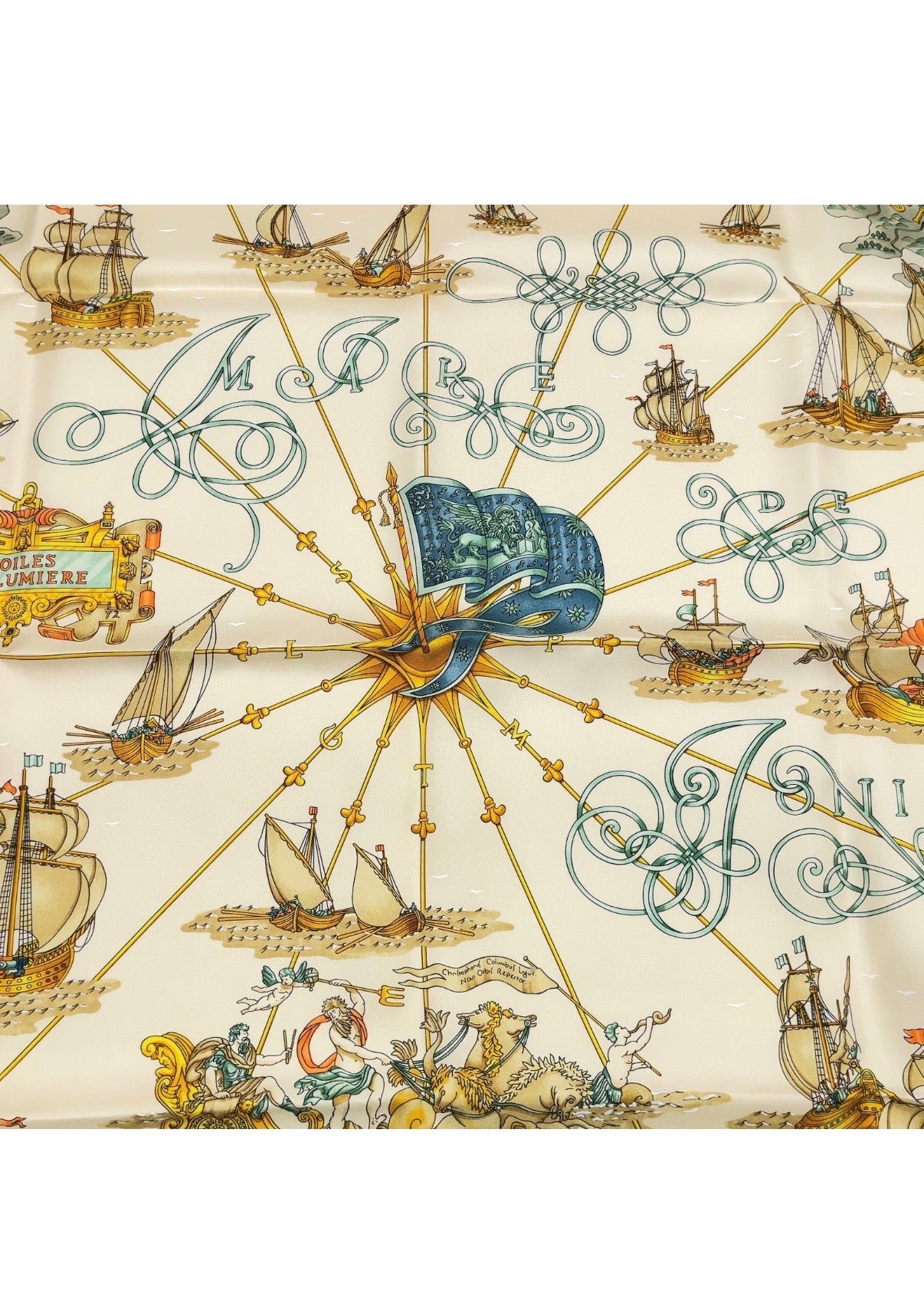 HERMES SAILBOAT OF LIGHT SILK SCARF