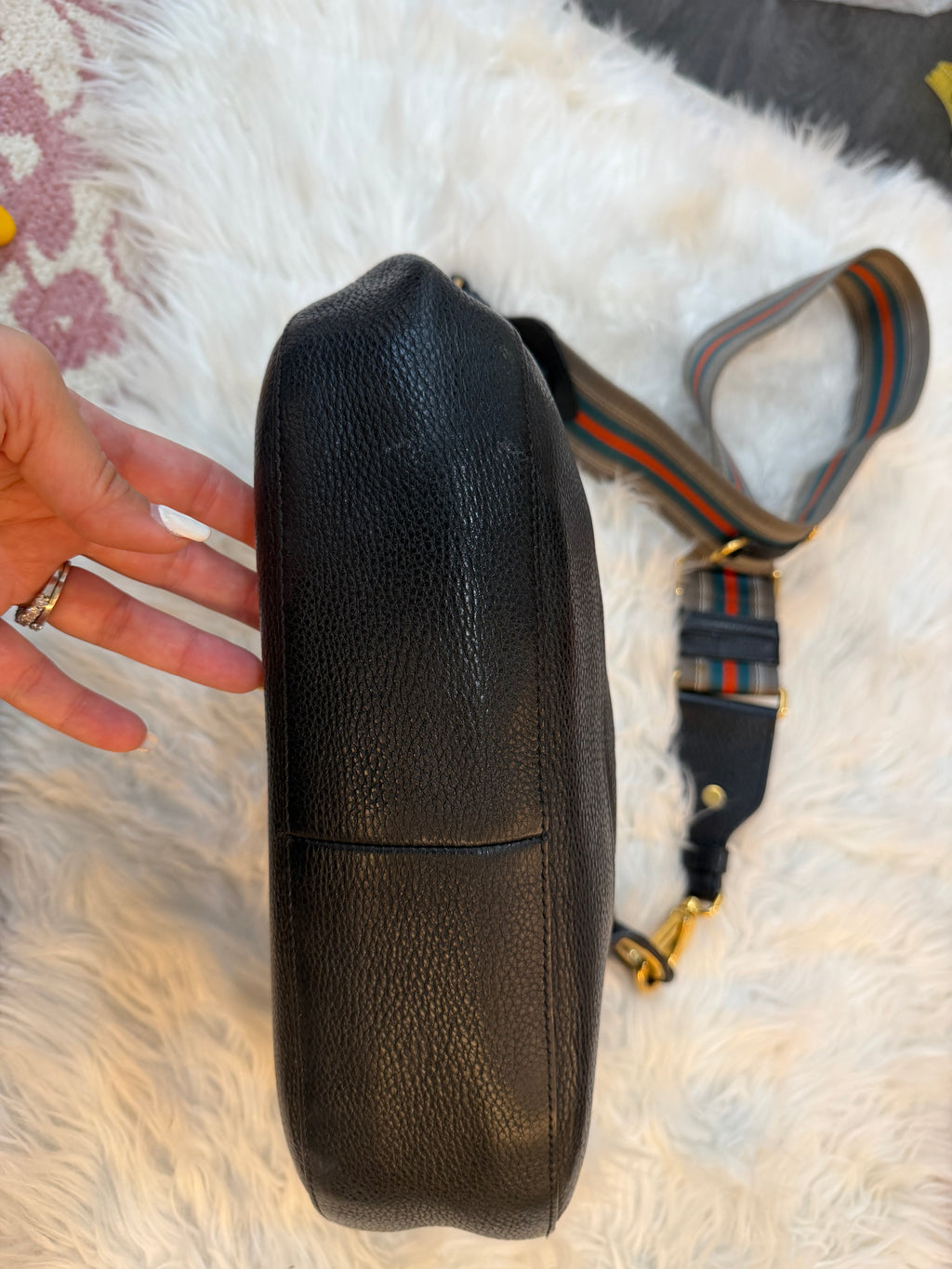 PRADA PEBBLED LEATHER HOBO BAG
