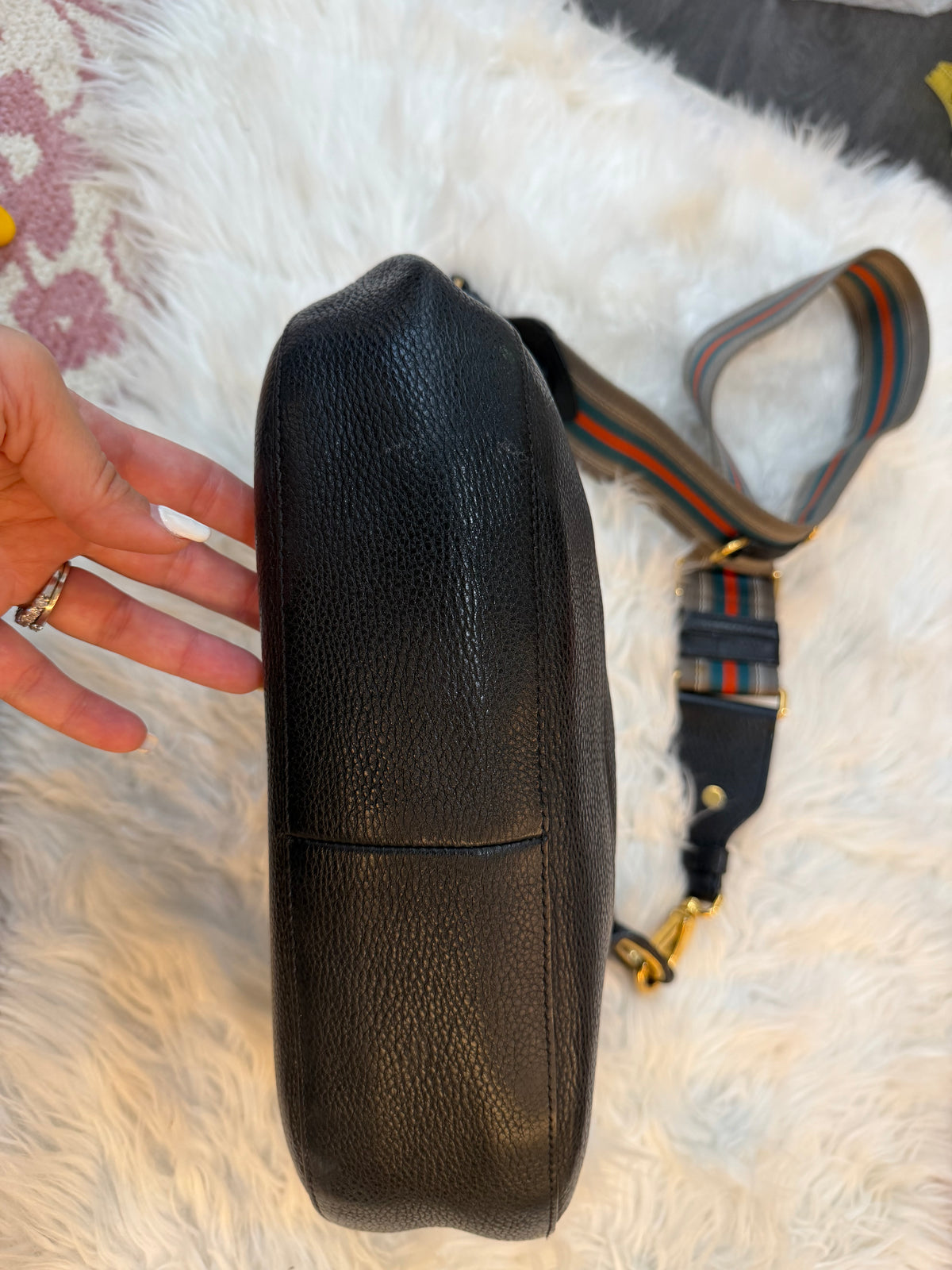 PRADA PEBBLED LEATHER HOBO BAG