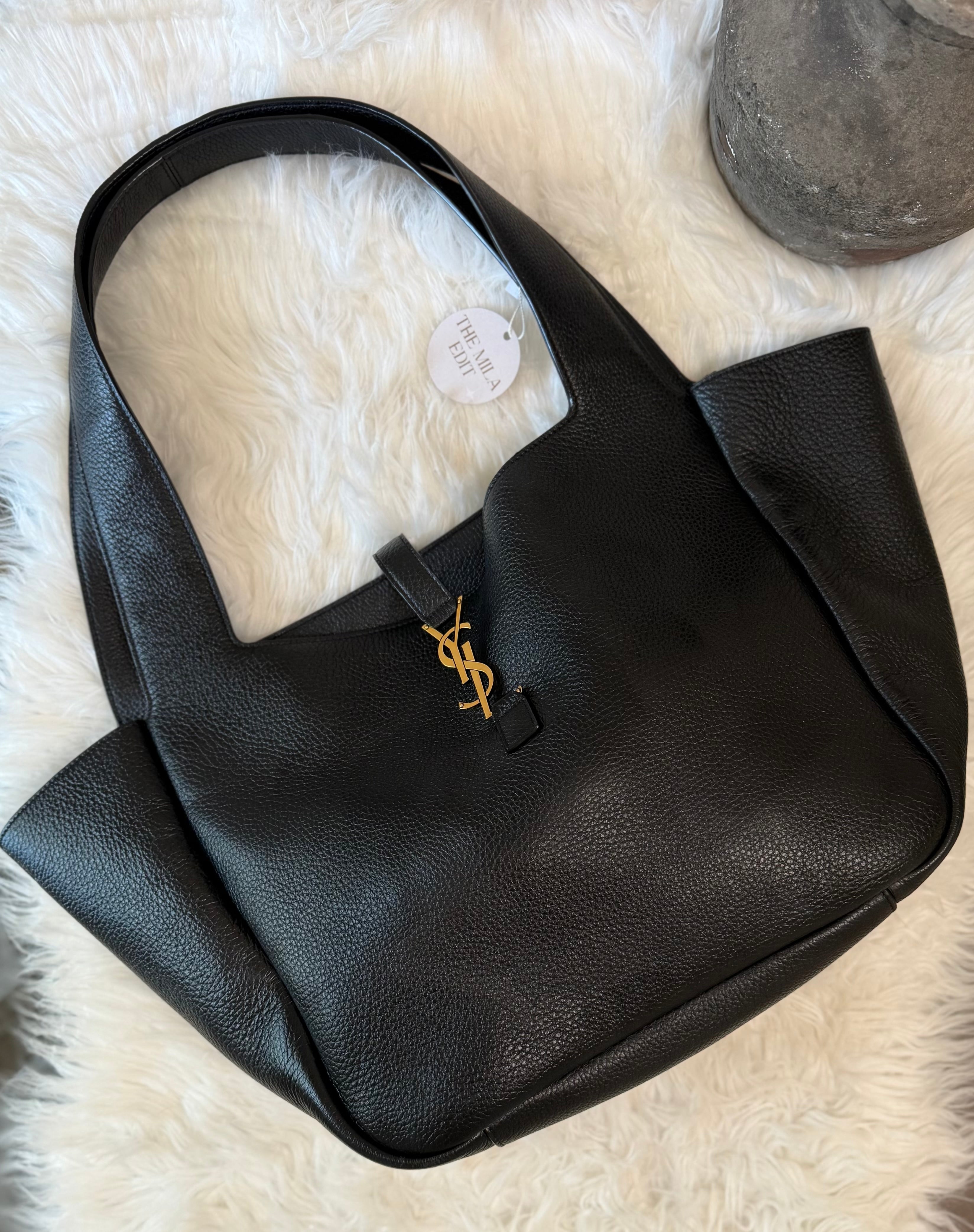 SAINT LAURENT 5 A 7 BEA TOTE IN GRAIBED LEATHER