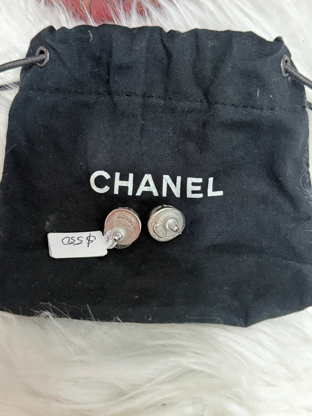 CHANEL CC CRYSTAL RESIN BALL STUD EARRINGS