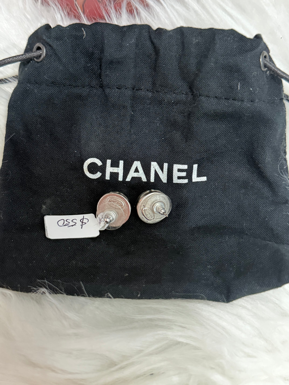 CHANEL CC CRYSTAL RESIN BALL STUD EARRINGS