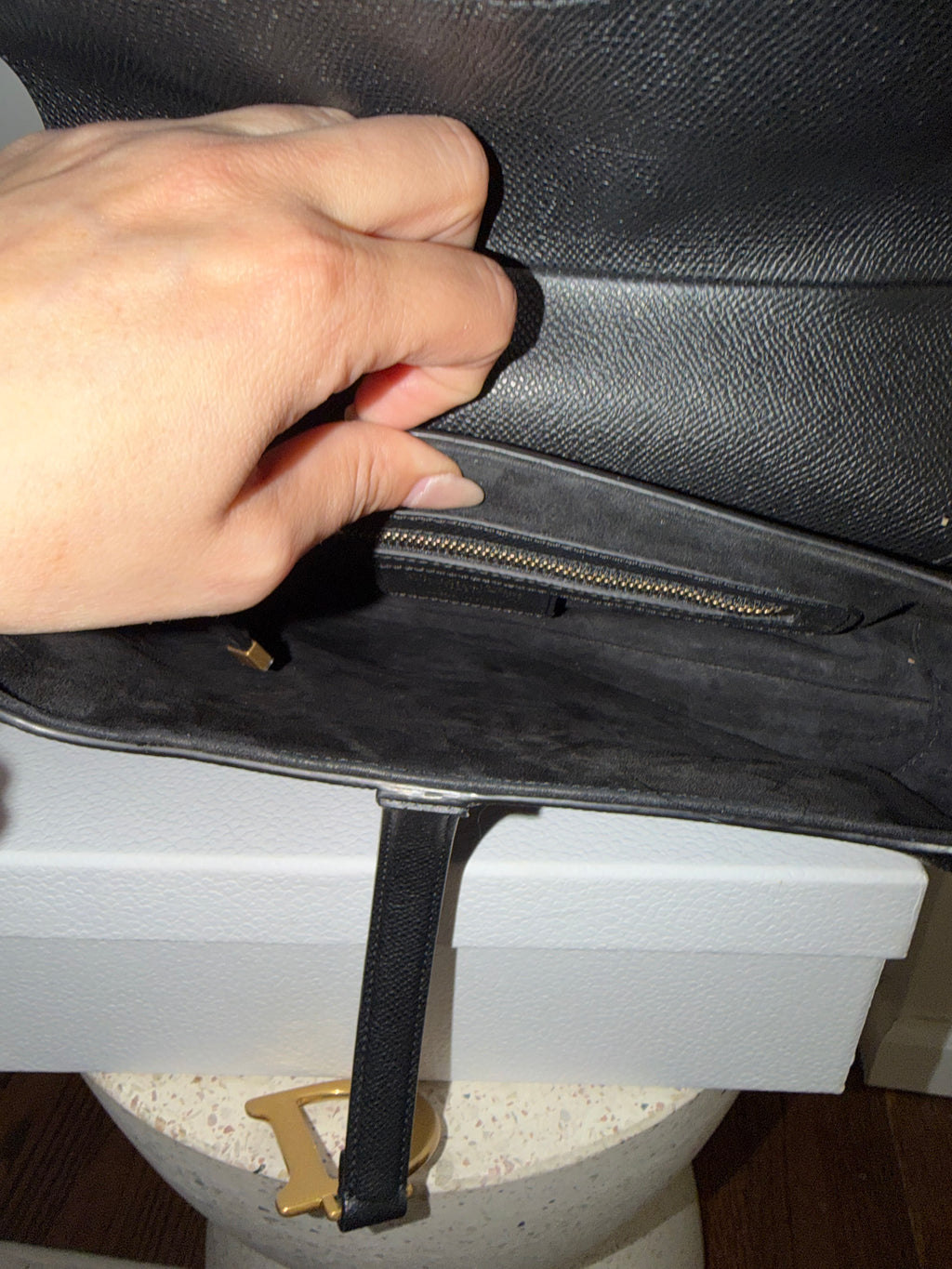 CHRISTIAN DIOR SADDLE GRAINED CALFSKIN BAG