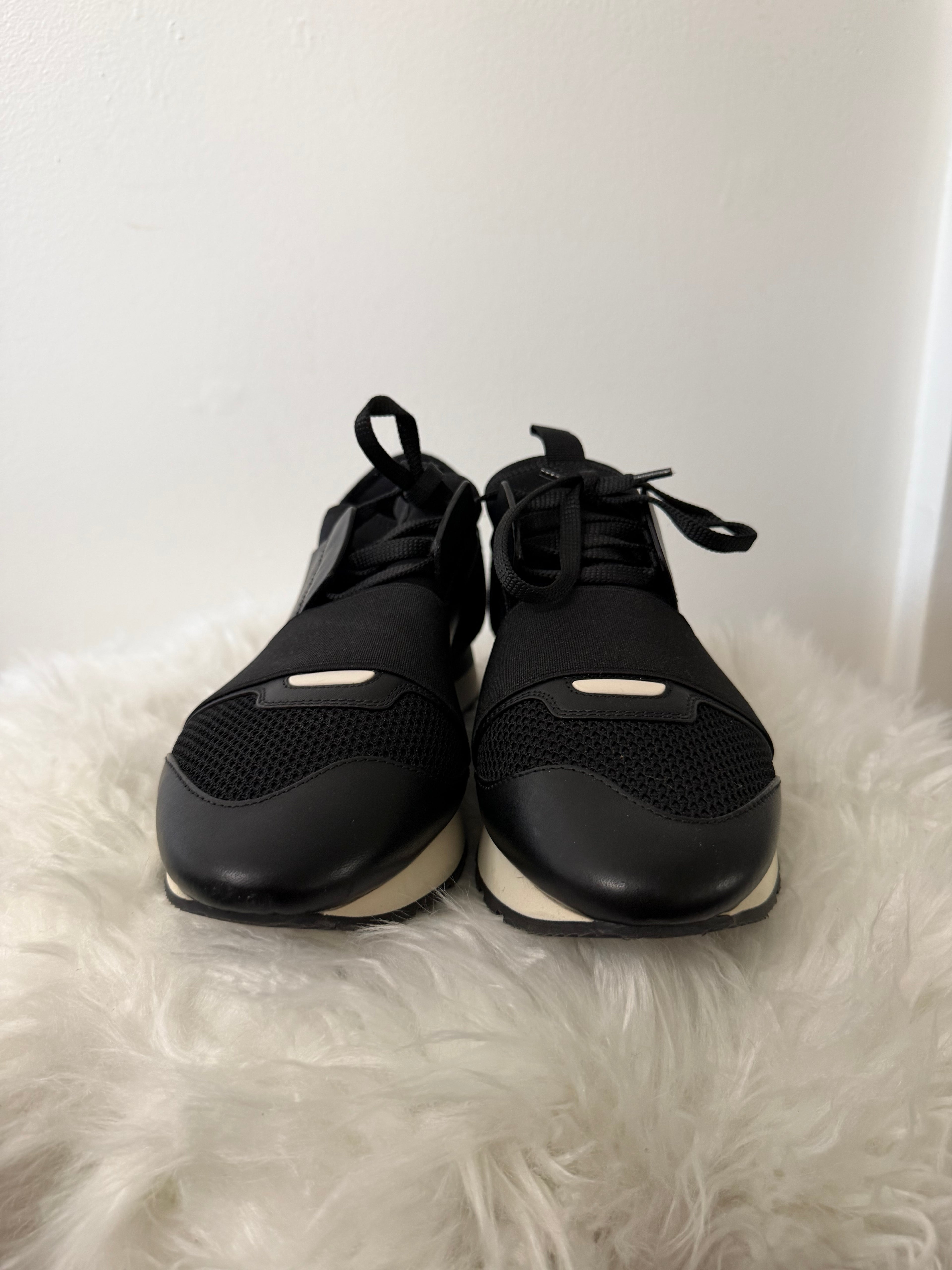 Balenciaga Race Runner mesh and leather sneakers