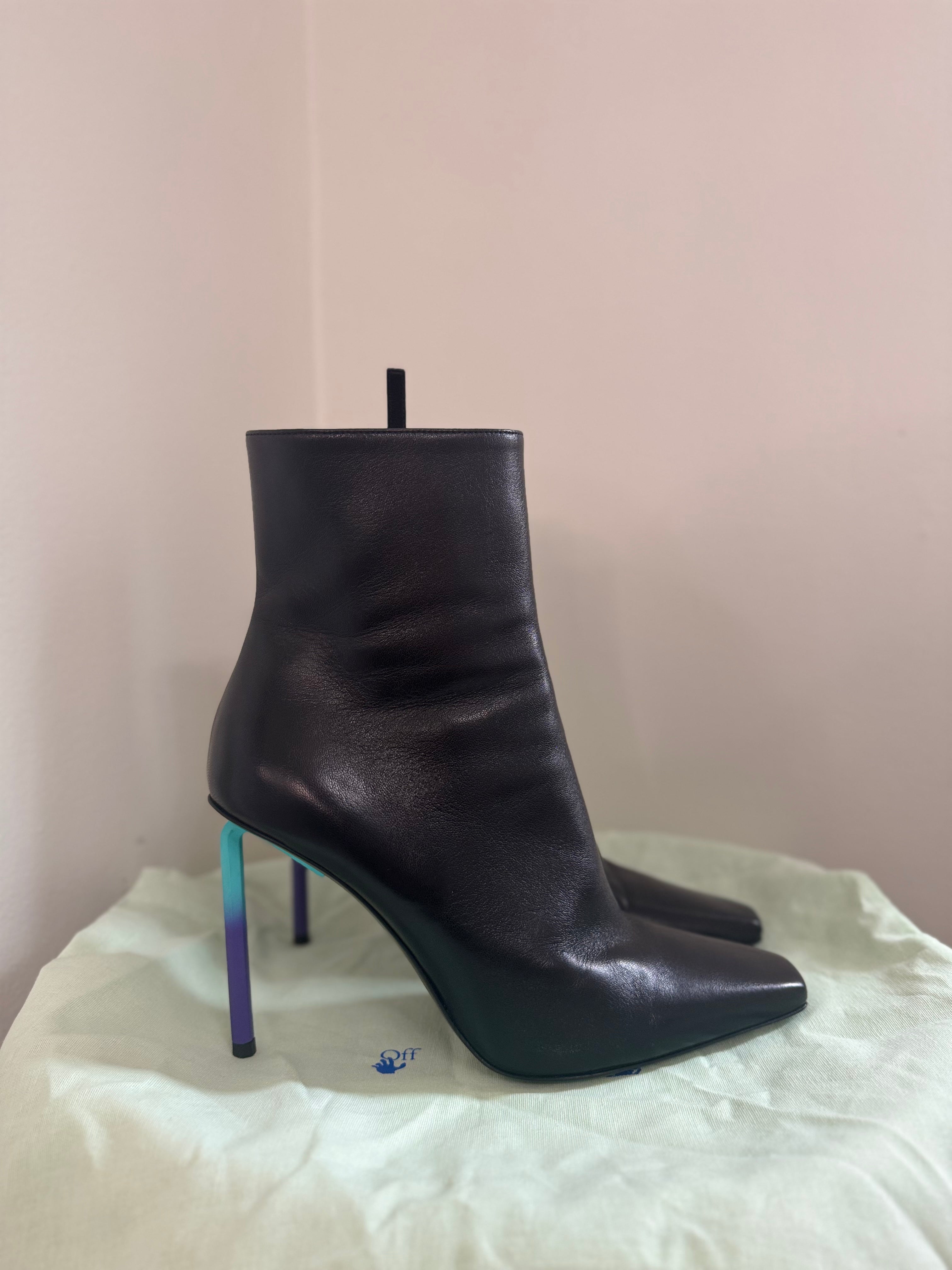 Off-White Allen 140mm leather ankle boots with a gradient heel