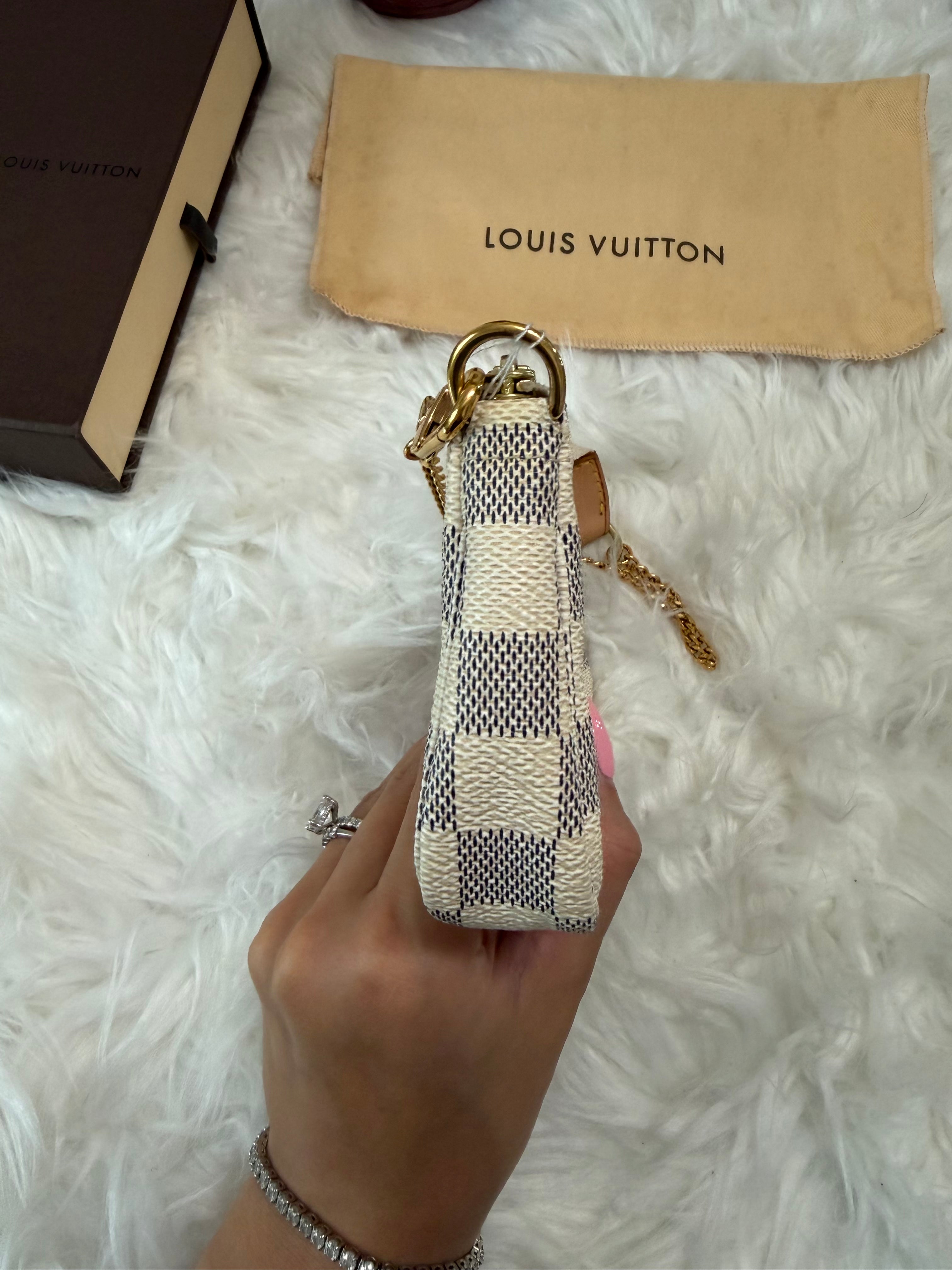 LOUIS VUITTON MINI POCHETTE DAMIER AZUR CANVAS LEATHER