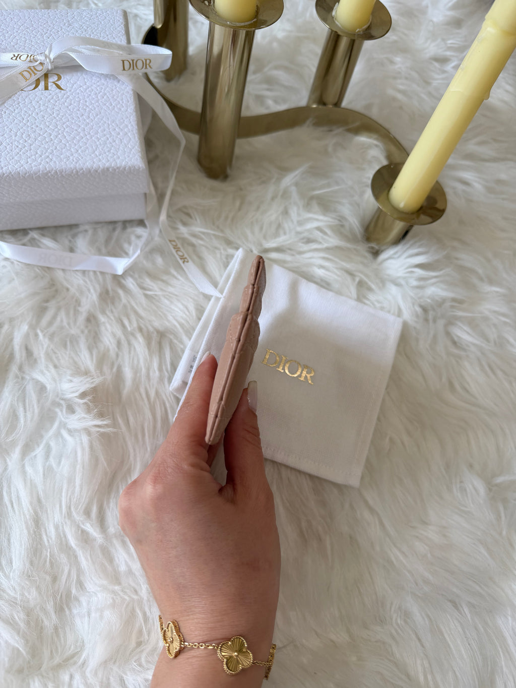 CHRISTIAN DIOR CARO FREESIA CARD HOLDER CANNAGE CALFSKIN