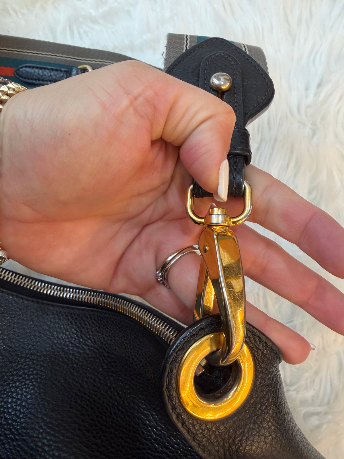 PRADA PEBBLED LEATHER HOBO BAG