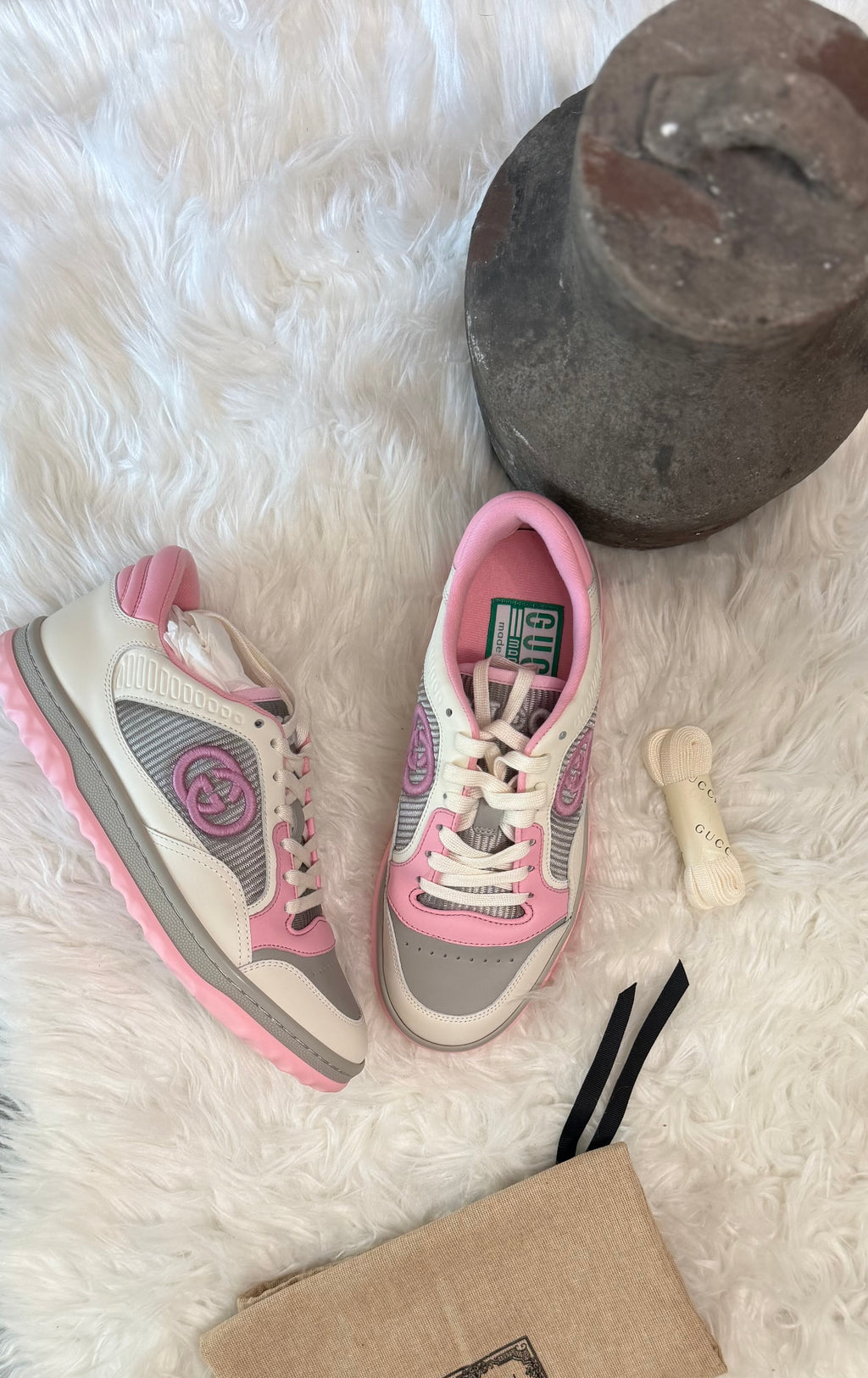 GUCCI PINK GG LOW TOP COLORBLOCK SNEAKERS