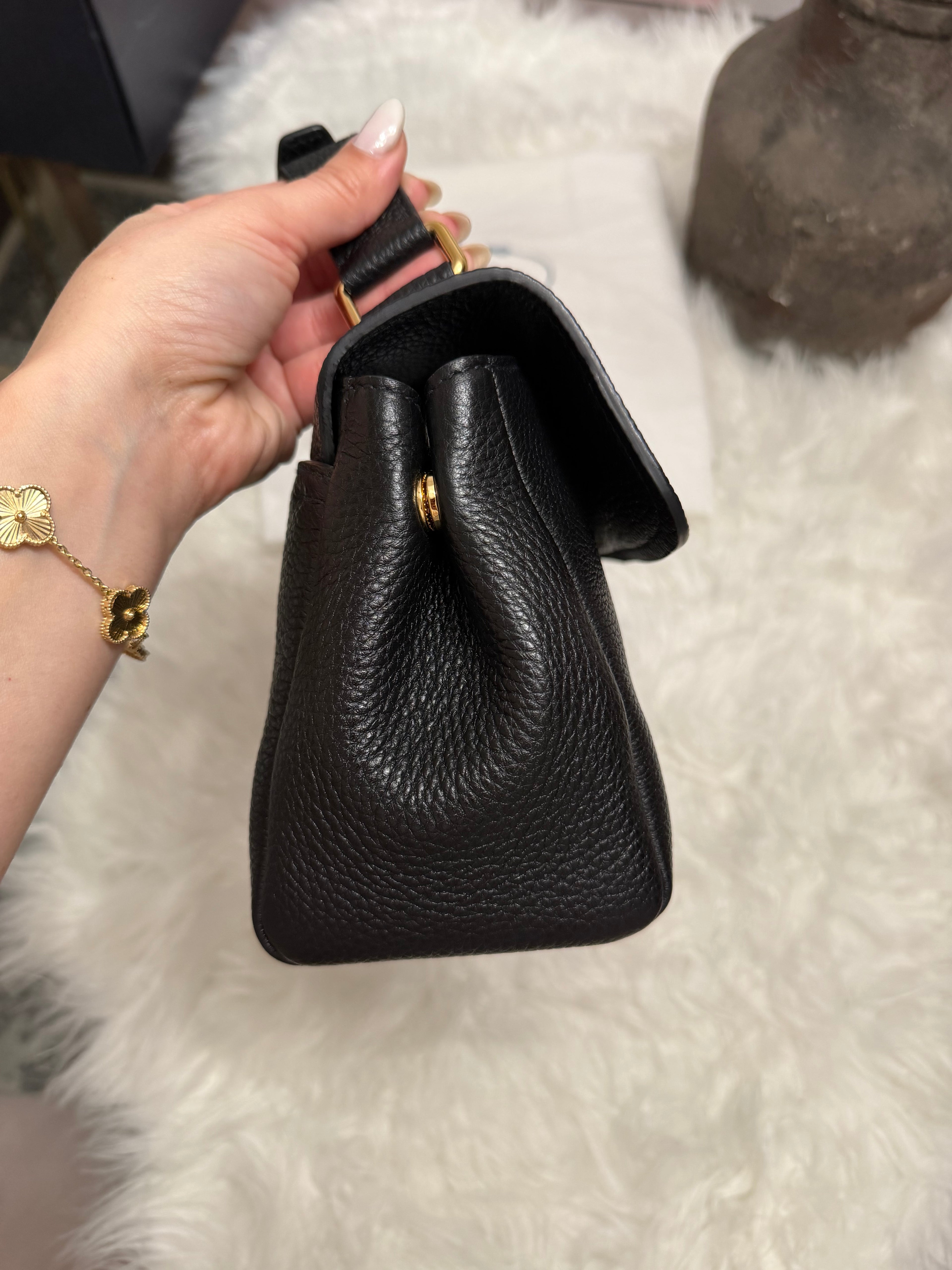 PRADA LEATHER SHOULDER BAG