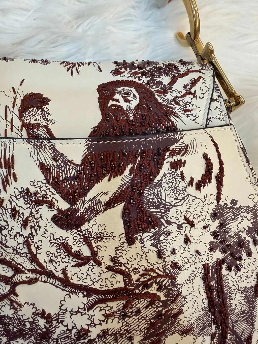 DIOR MEDIUM SADDLE TOILE DE JOUR TIGER EMBROIDERED CALFSKIN