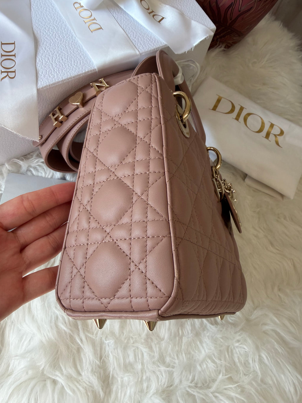 CHRISTIAN DIOR MY LADY D LAMBSKIN CANNAGE WITH LUCKY BADGES