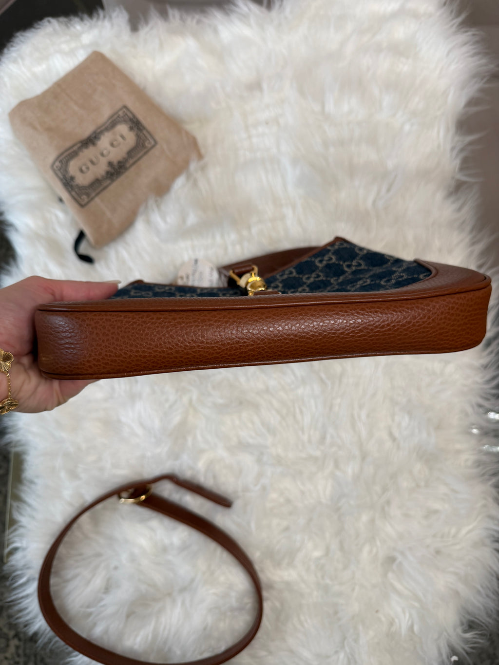 GUCCI JACKIE 1961 SMALL DENIM SHOULDER BAG