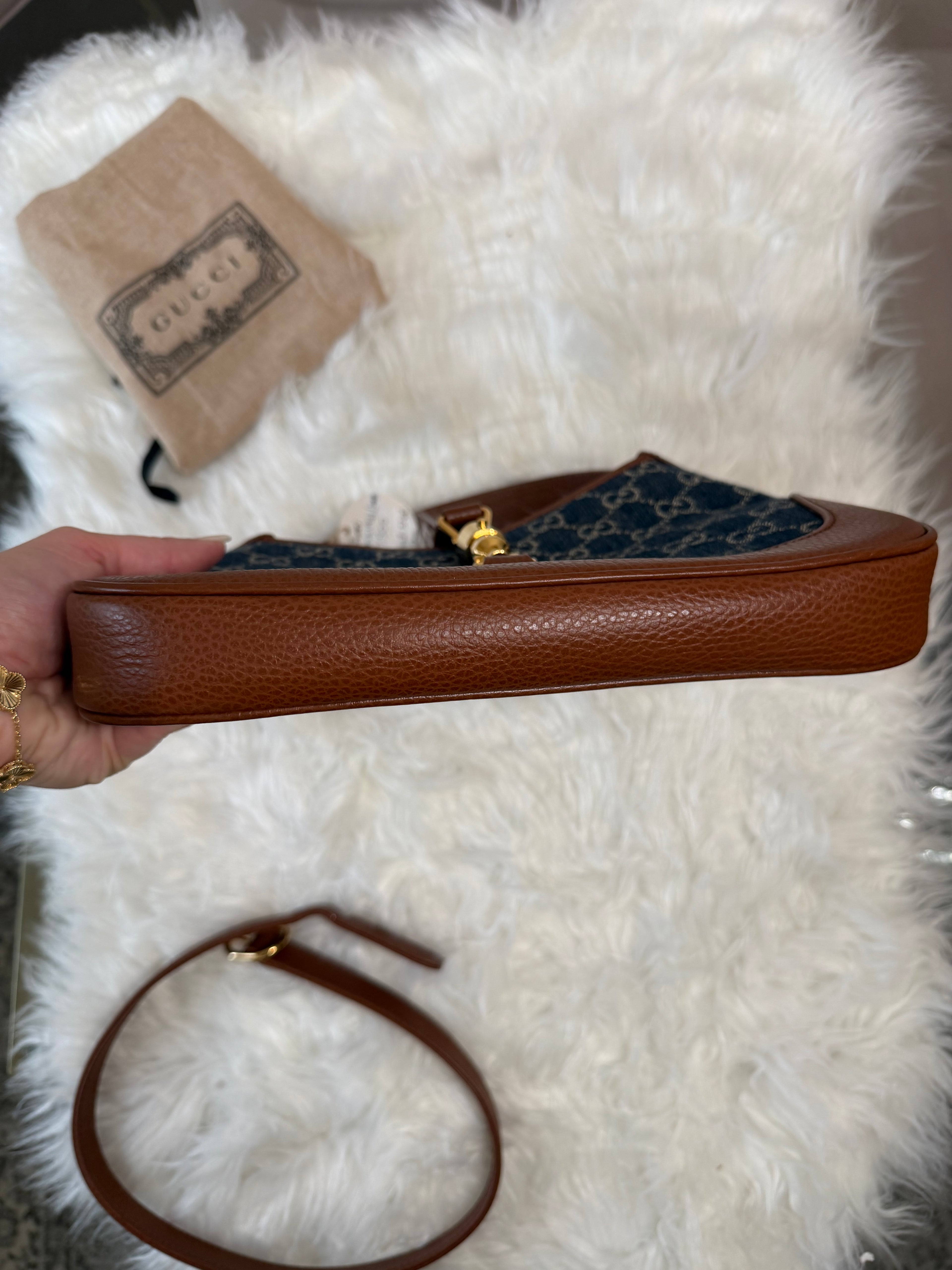 GUCCI JACKIE 1961 SMALL DENIM SHOULDER BAG