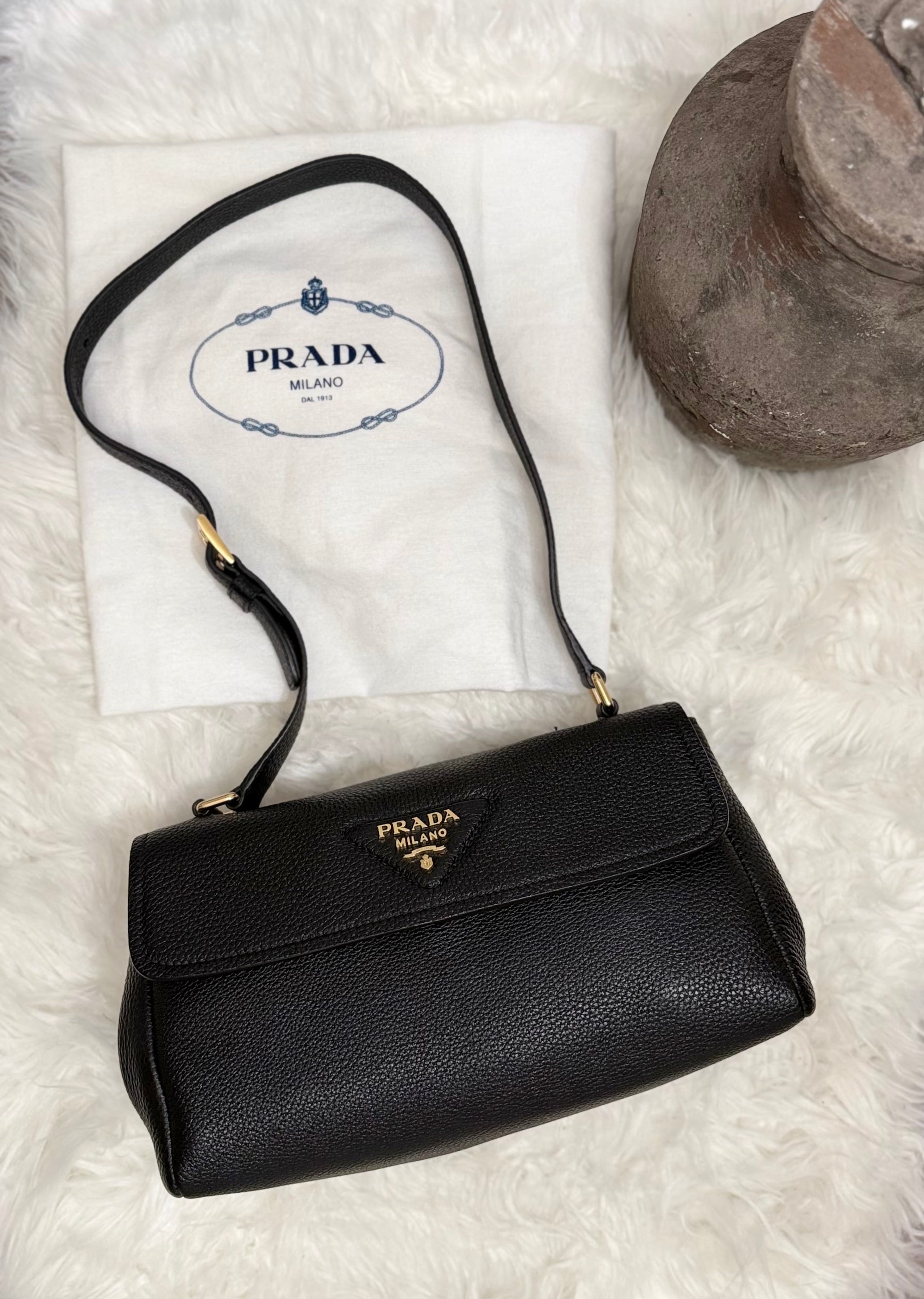 PRADA LEATHER SHOULDER BAG