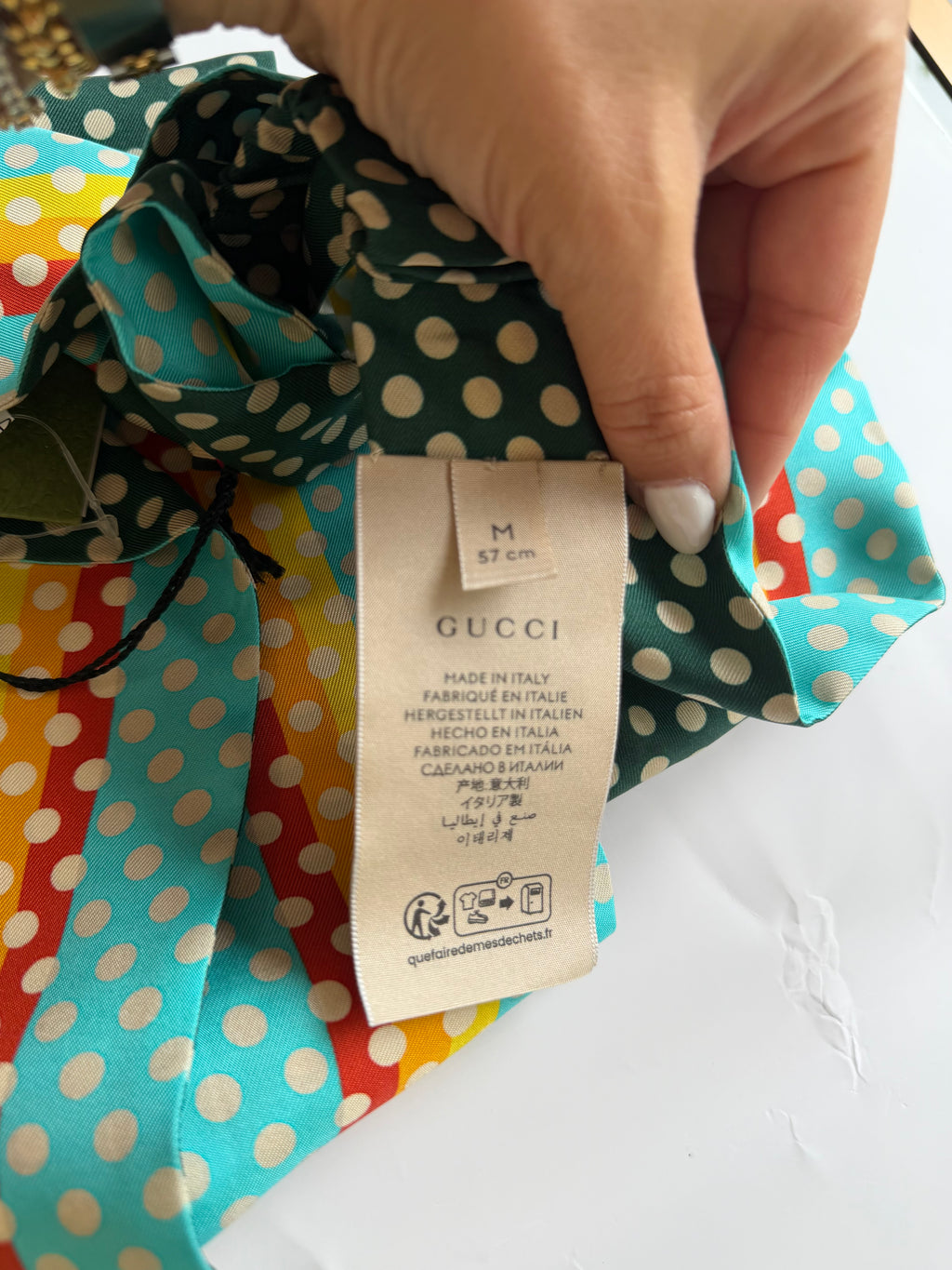 GUCCI GREEN POLKA DOT SILK HEADBAND