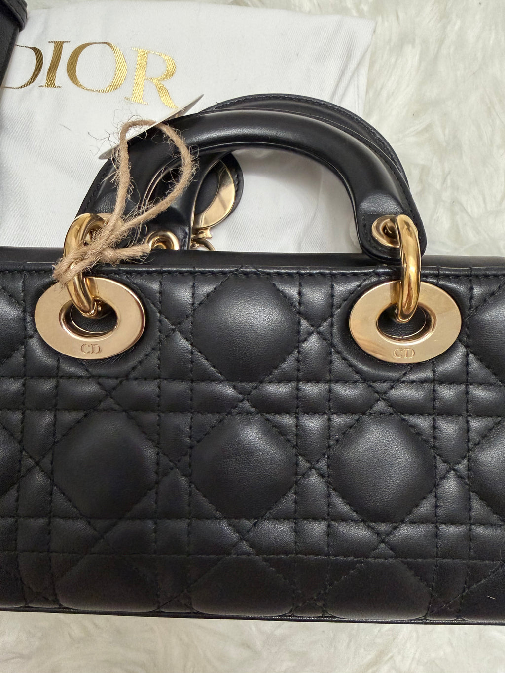 DIOR LADY D-JOY CANNAGE LEATHER BAG