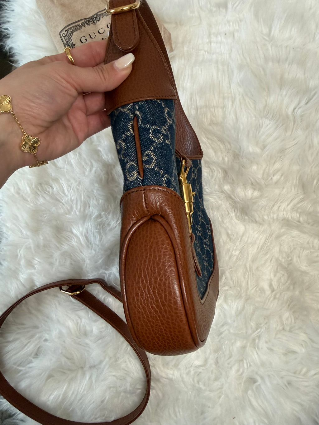 GUCCI JACKIE 1961 SMALL DENIM SHOULDER BAG