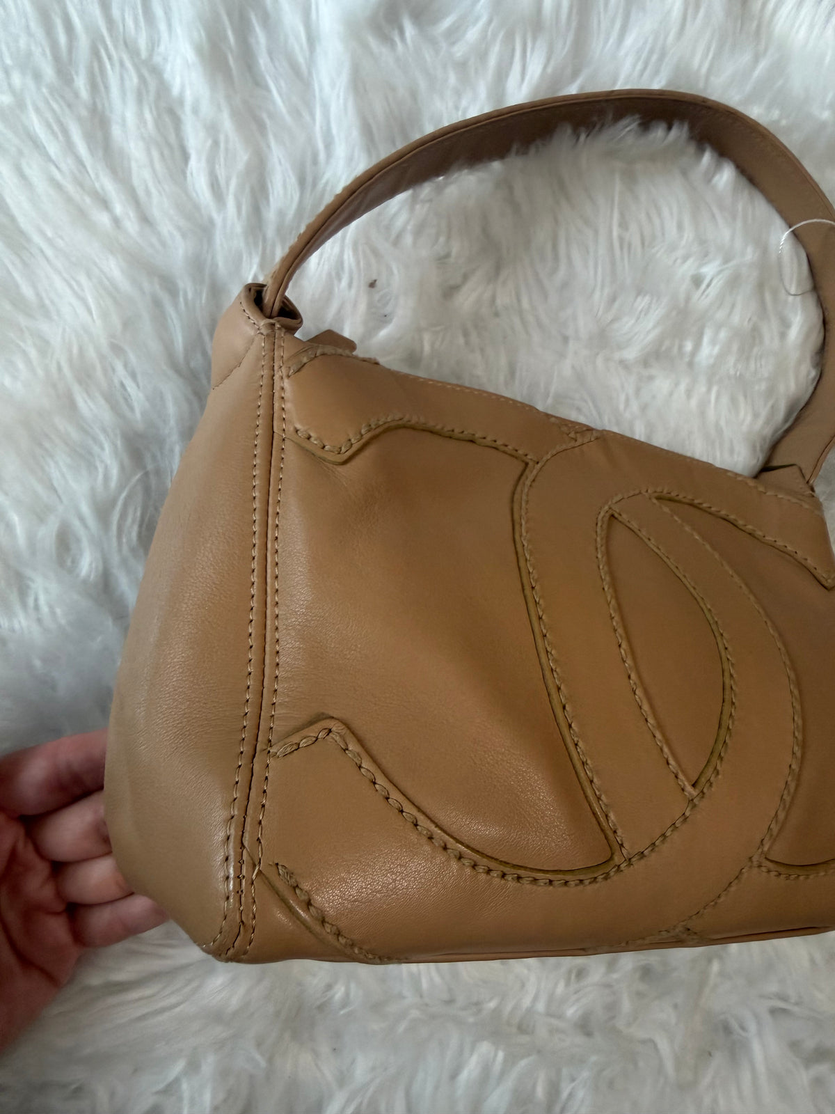CHANEL SURPIQUE LARGE STITCHED CC LOGO SHOULDER BAG