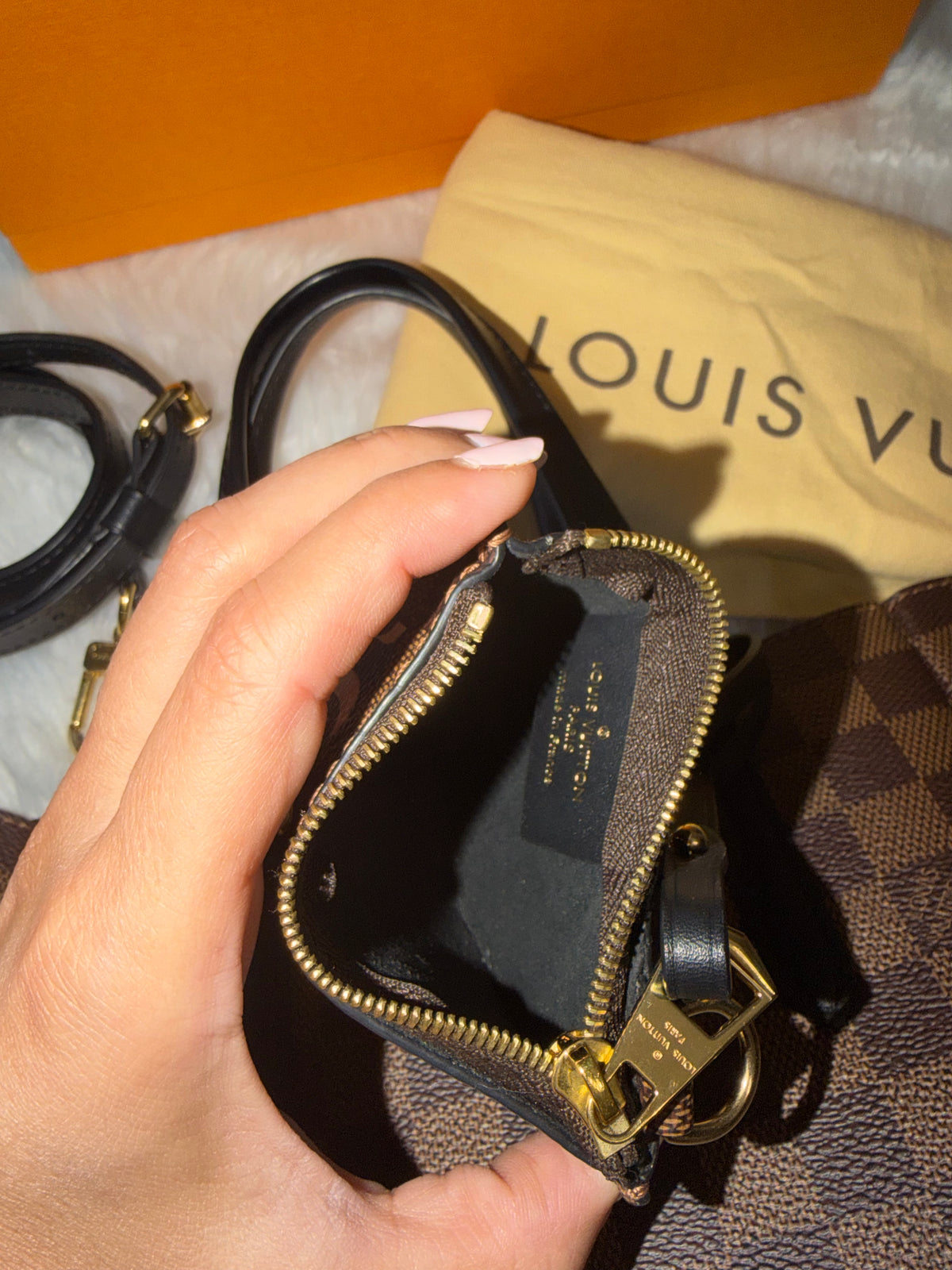 LOUIS VUITTON DAMIER EBENE BELMONT PM TOTE WITH MINI WALLET (POUCH)
