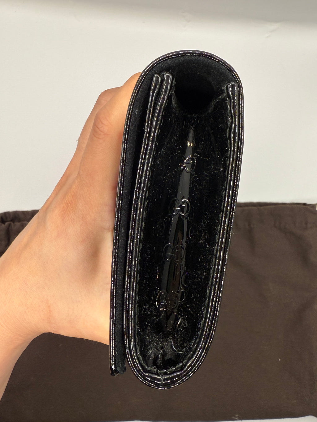 Gucci Microguccissima Broadway Patent Clutch