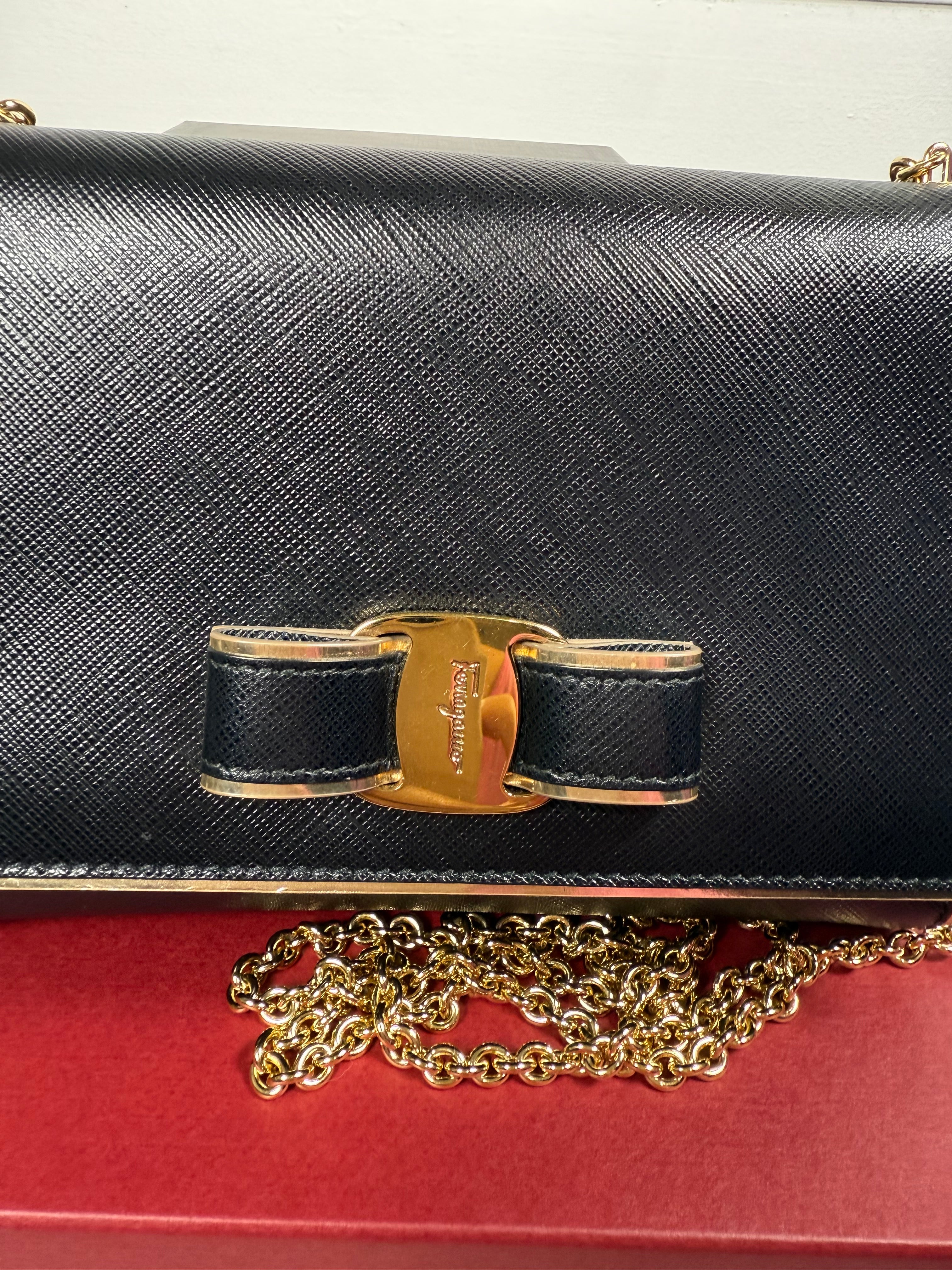 SALVATORE FERRAGAMO MINI CLUTH WITH CHAIN
