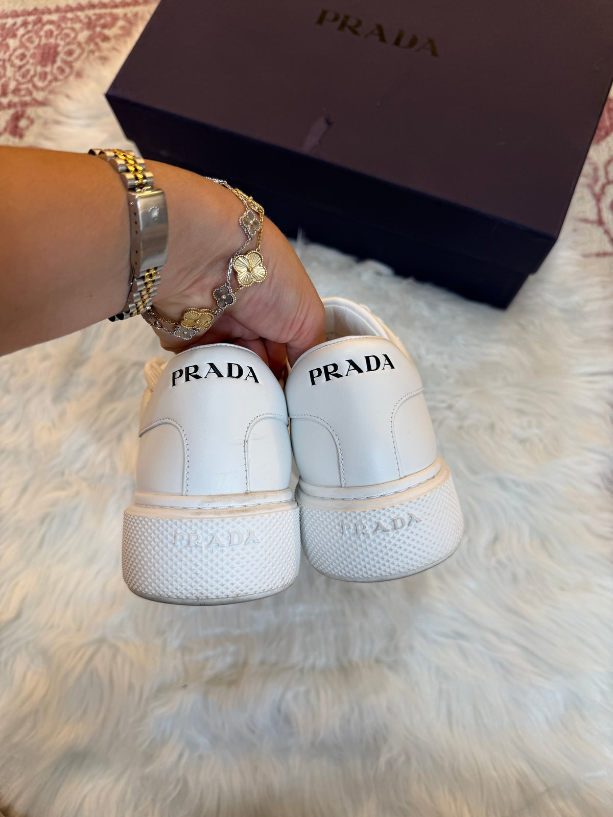 PRADA LOW TOP LEATHER SNEAKERS