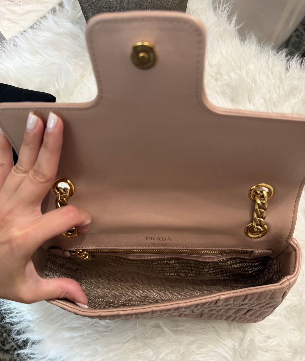 PRADA NAPPA GAUFRE LAMBSKIN BAG WITH GHW