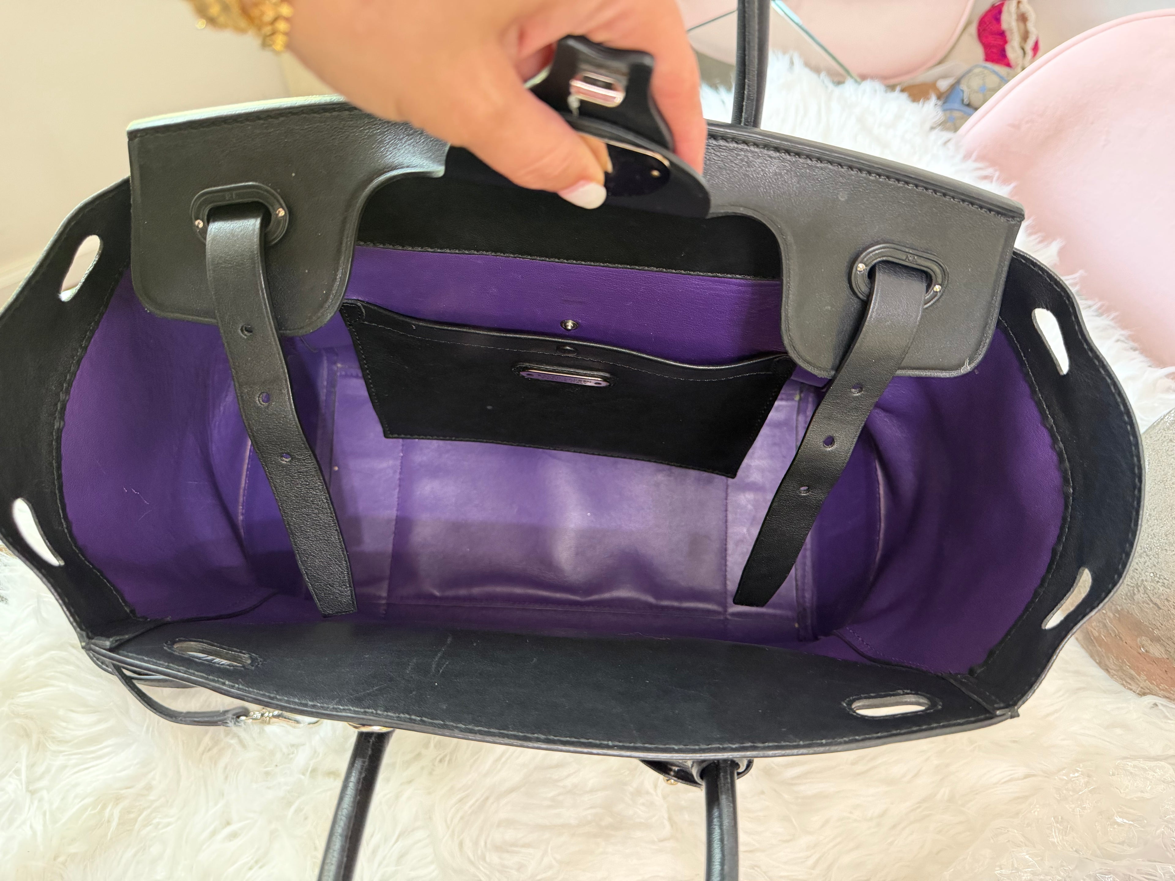 RALPH LAUREN COLLECTION RICKY 33 LEATHER BAG